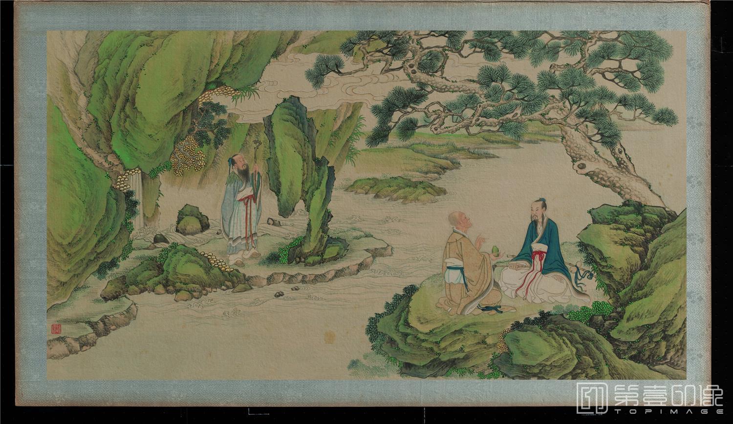 国画-红楼梦 青埂峰僧道谈顽石-51x88