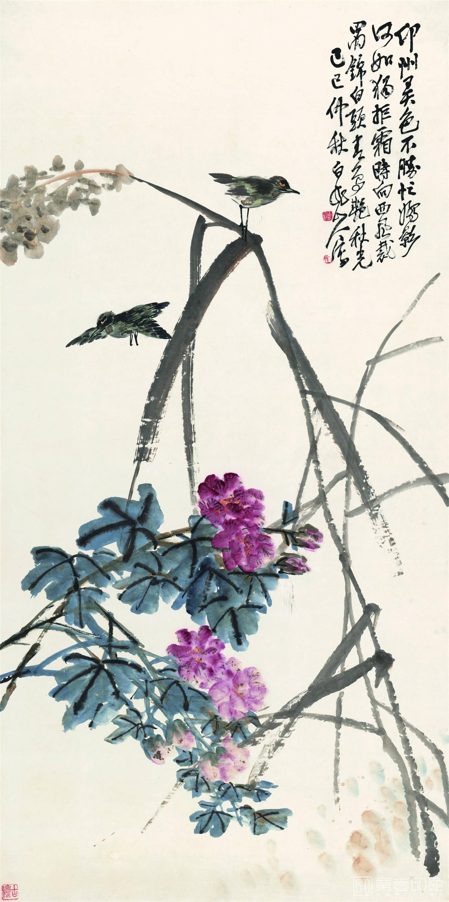 国画-花禽图