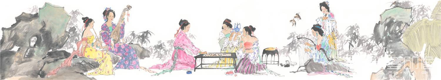 国画-群艳好 纸本50x275