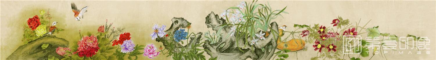 国画-花鸟长卷 纸本46x333