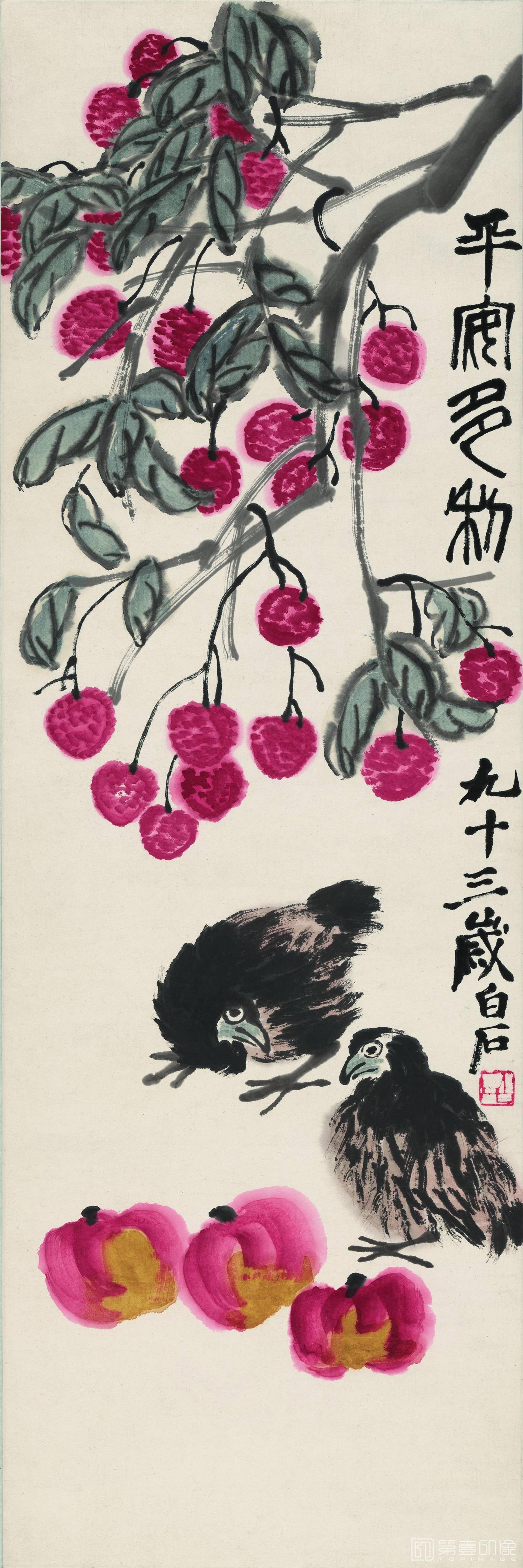 国画-荔枝鹌鹑图34-102