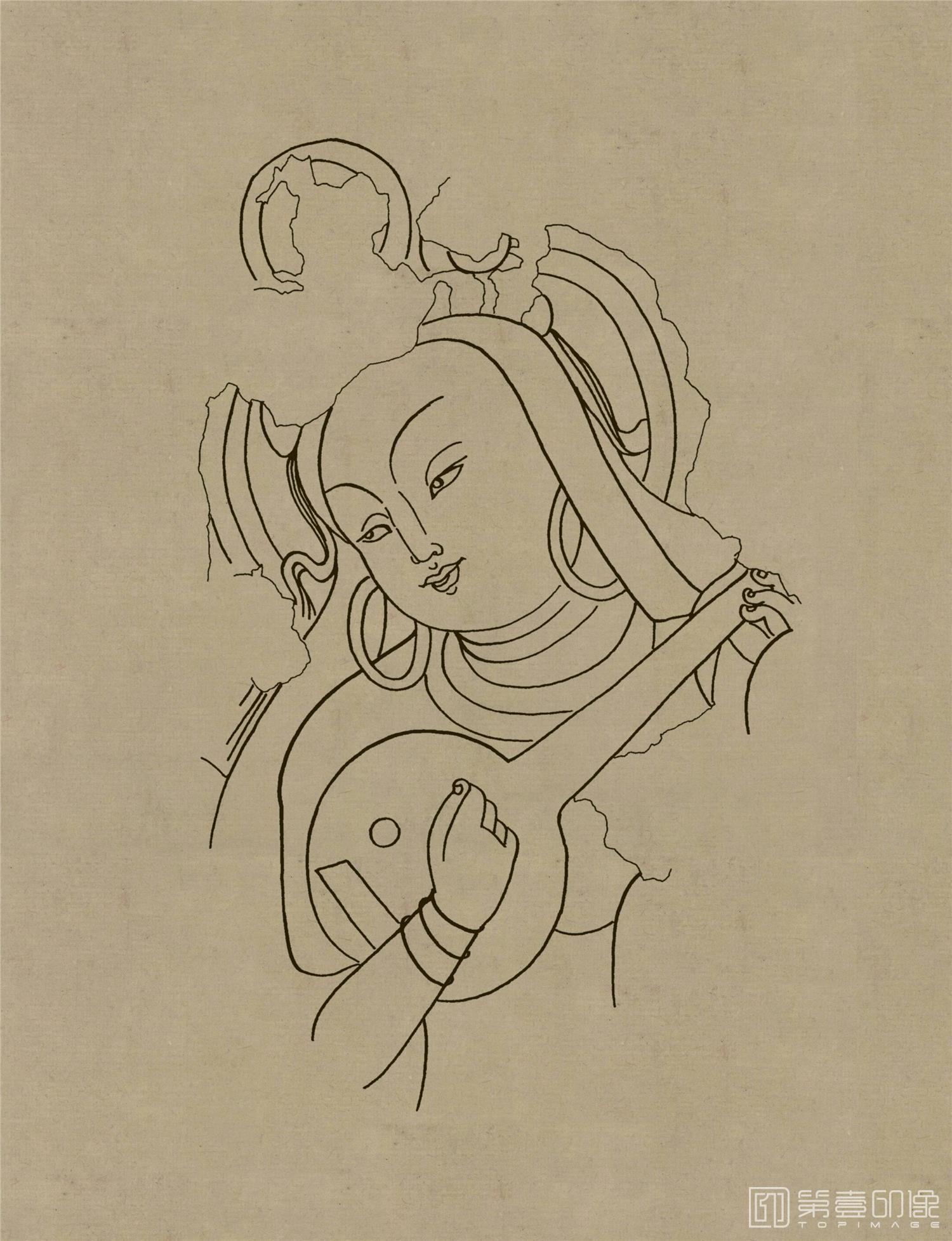 壁画-莫高窟 敦煌 壁画 线描人物稿-020