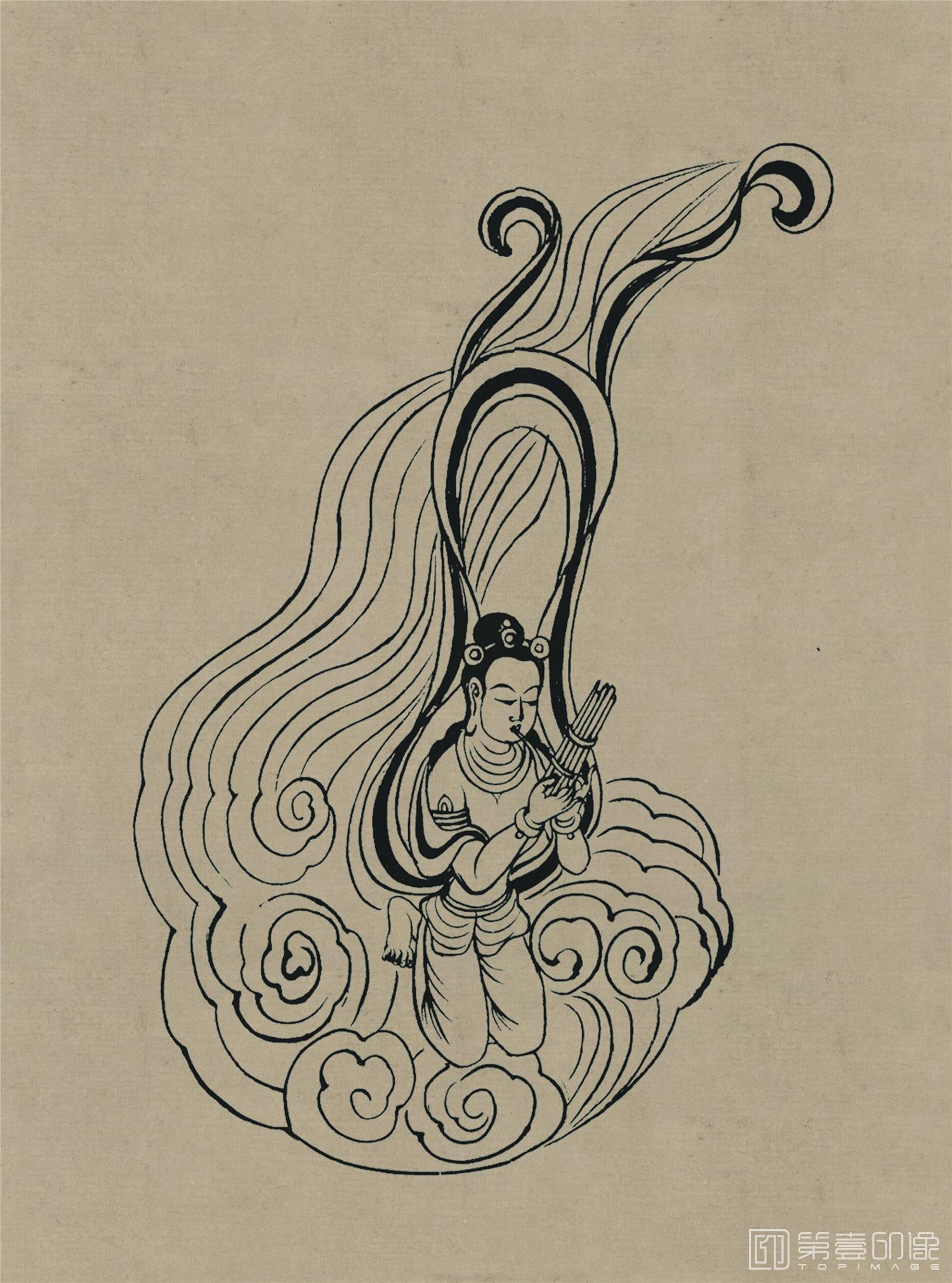 壁画-莫高窟14窟 晚唐 飞天伎乐