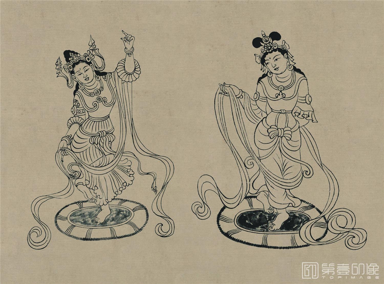 壁画-莫高窟145窟 盛唐 菩萨伎乐