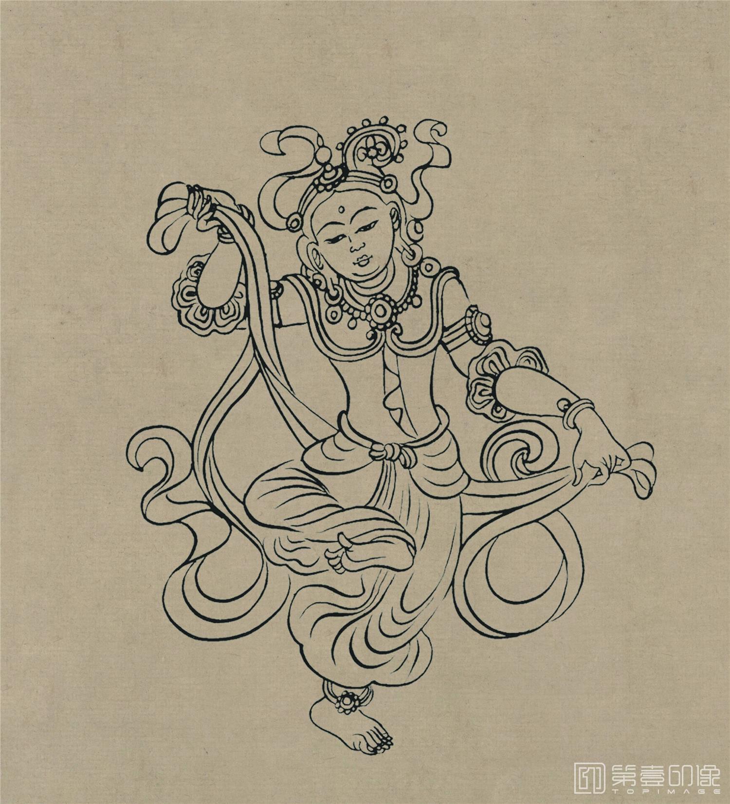 壁画-莫高窟231窟 中唐 伎乐菩萨