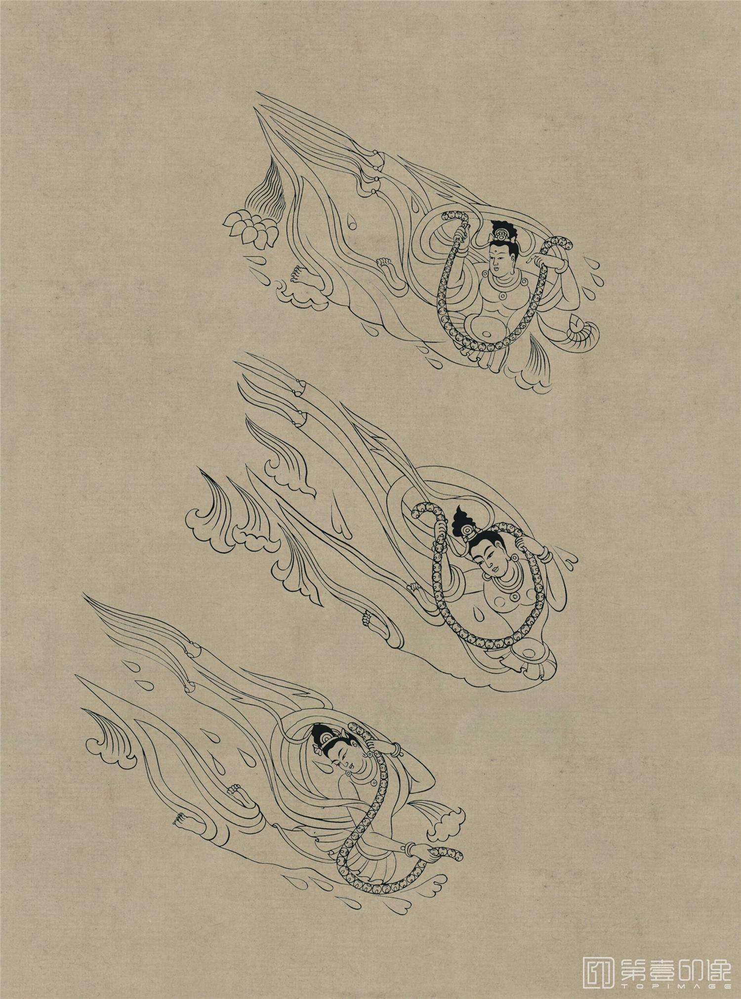 壁画-莫高窟301窟 隋 飞天伎乐