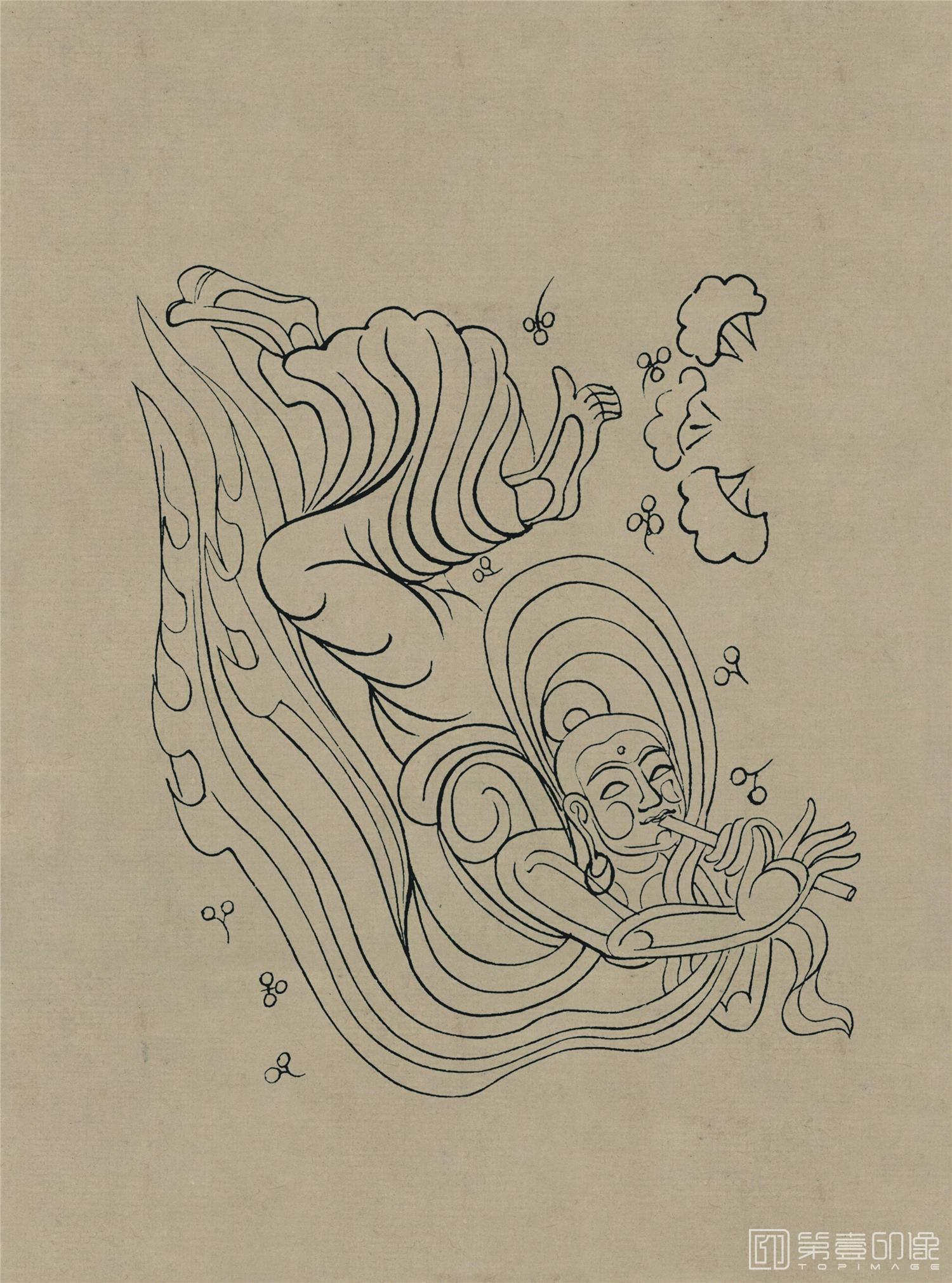 壁画-莫高窟428窟 北周 飞天伎乐