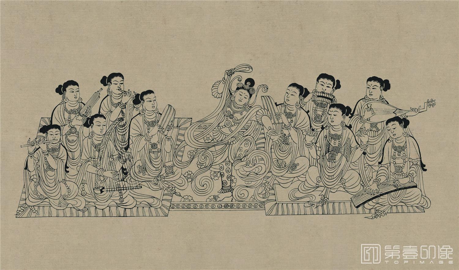 壁画-莫高窟61窟 五代 舞乐菩萨