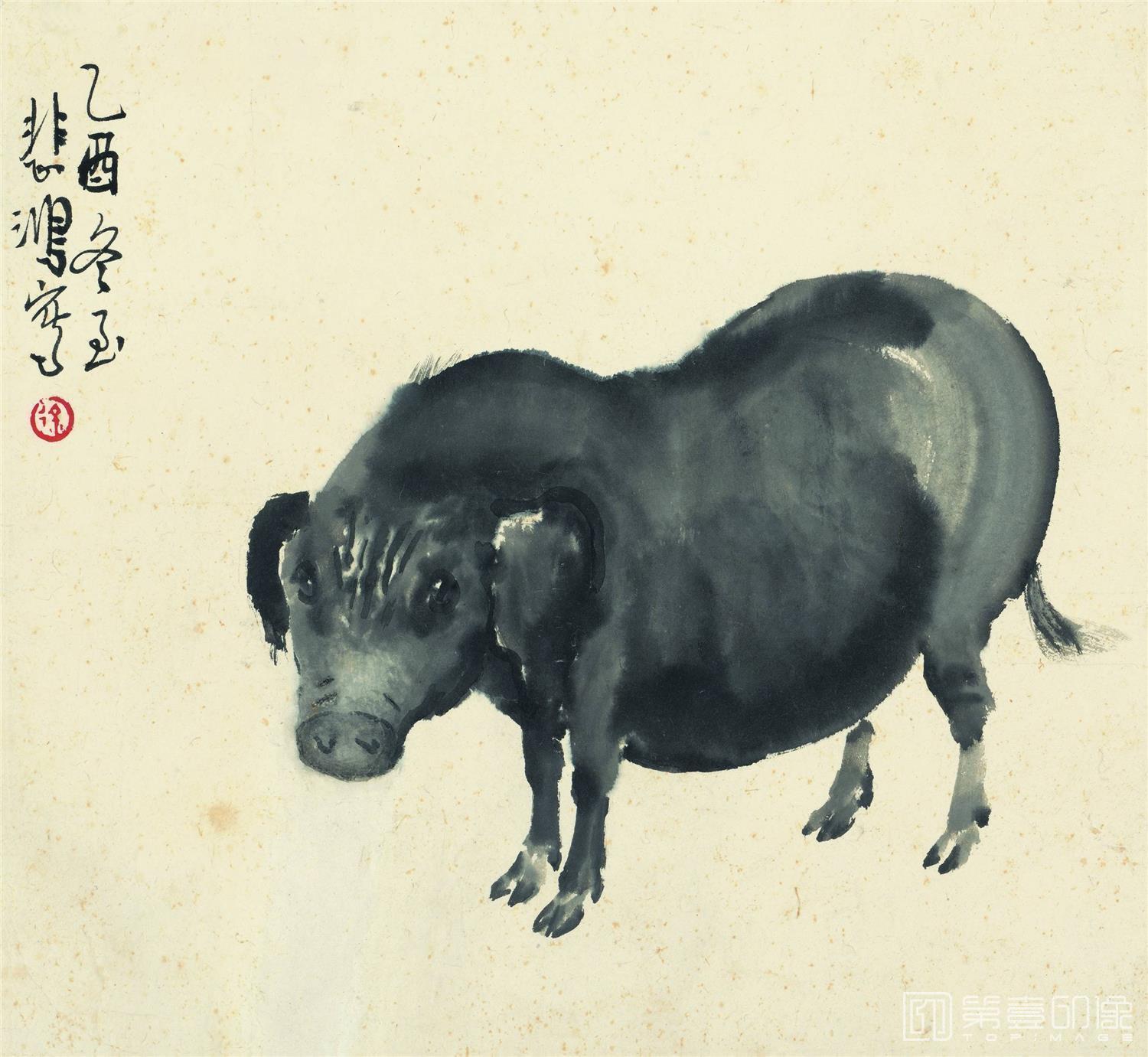 国画-十二生肖国画-猪