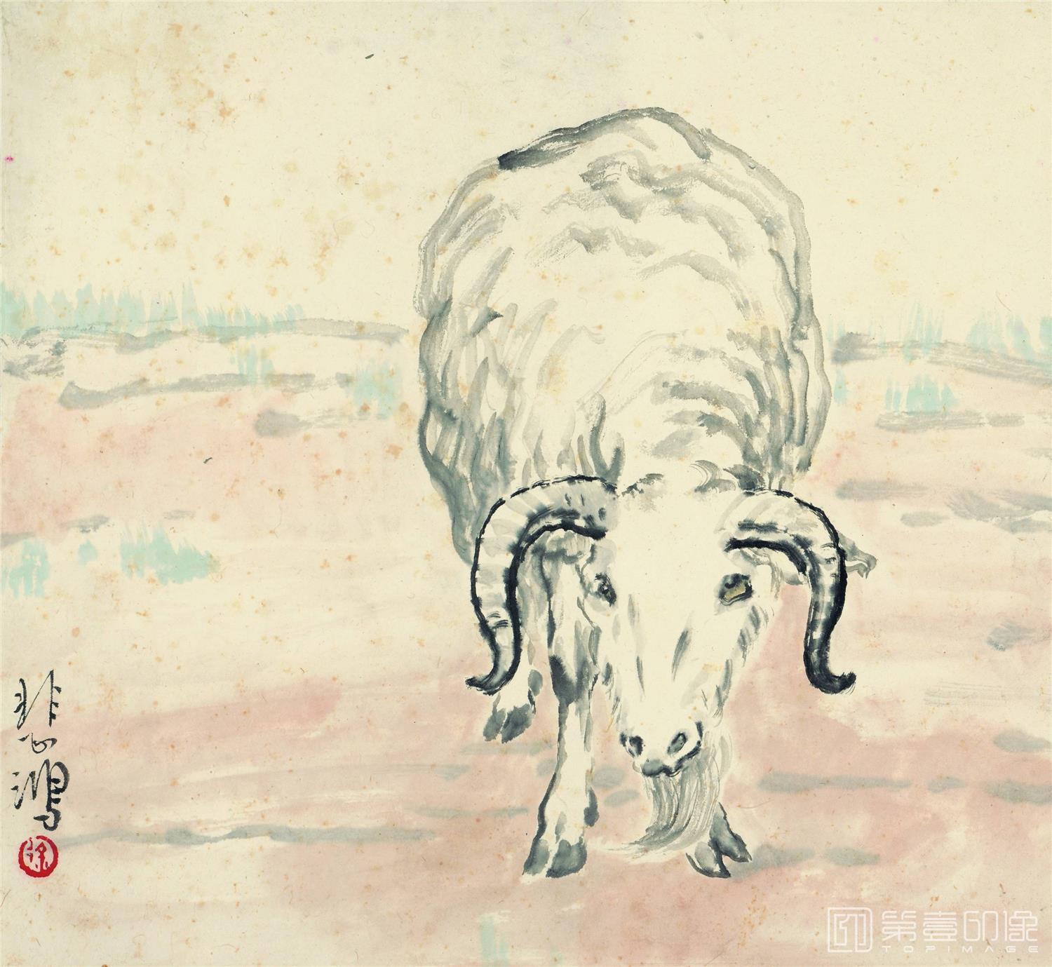 国画-十二生肖国画-羊