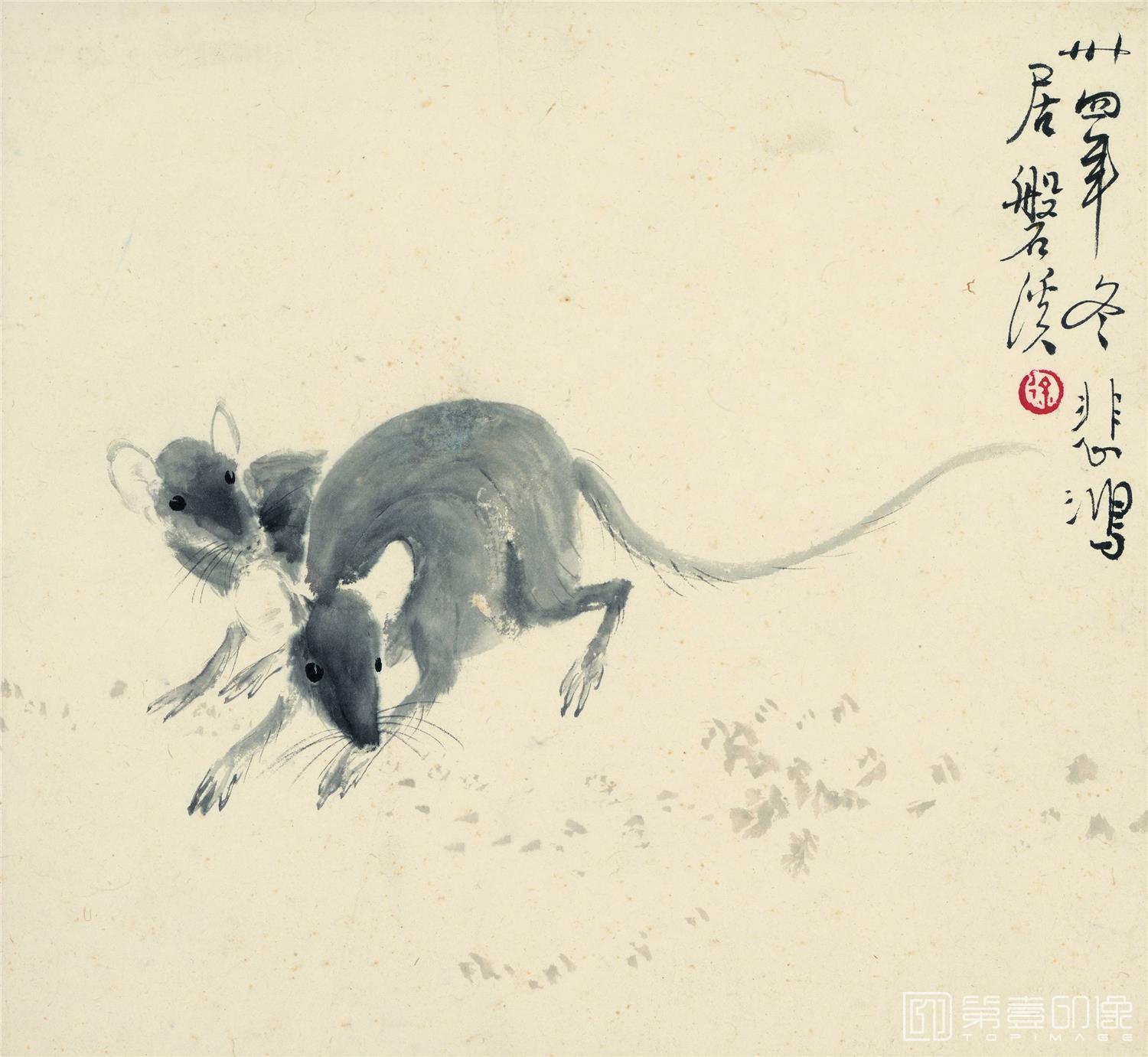 国画-十二生肖国画-鼠