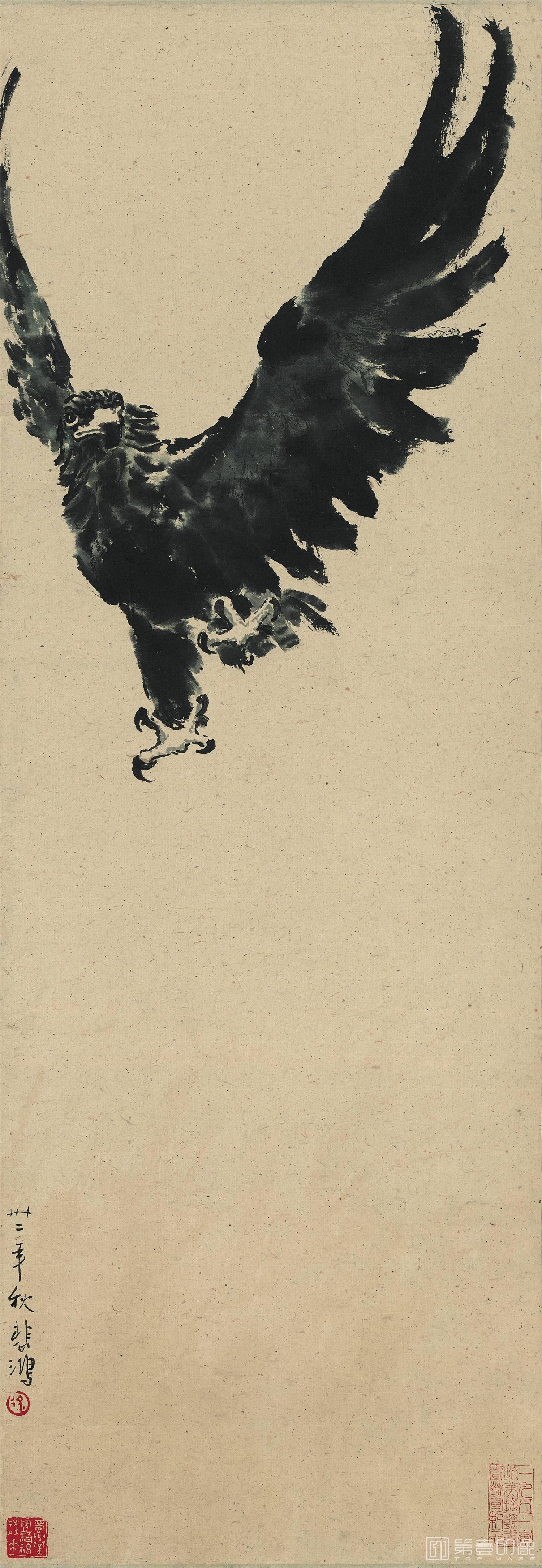 国画-雄鹰 纸本29.5x85.4
