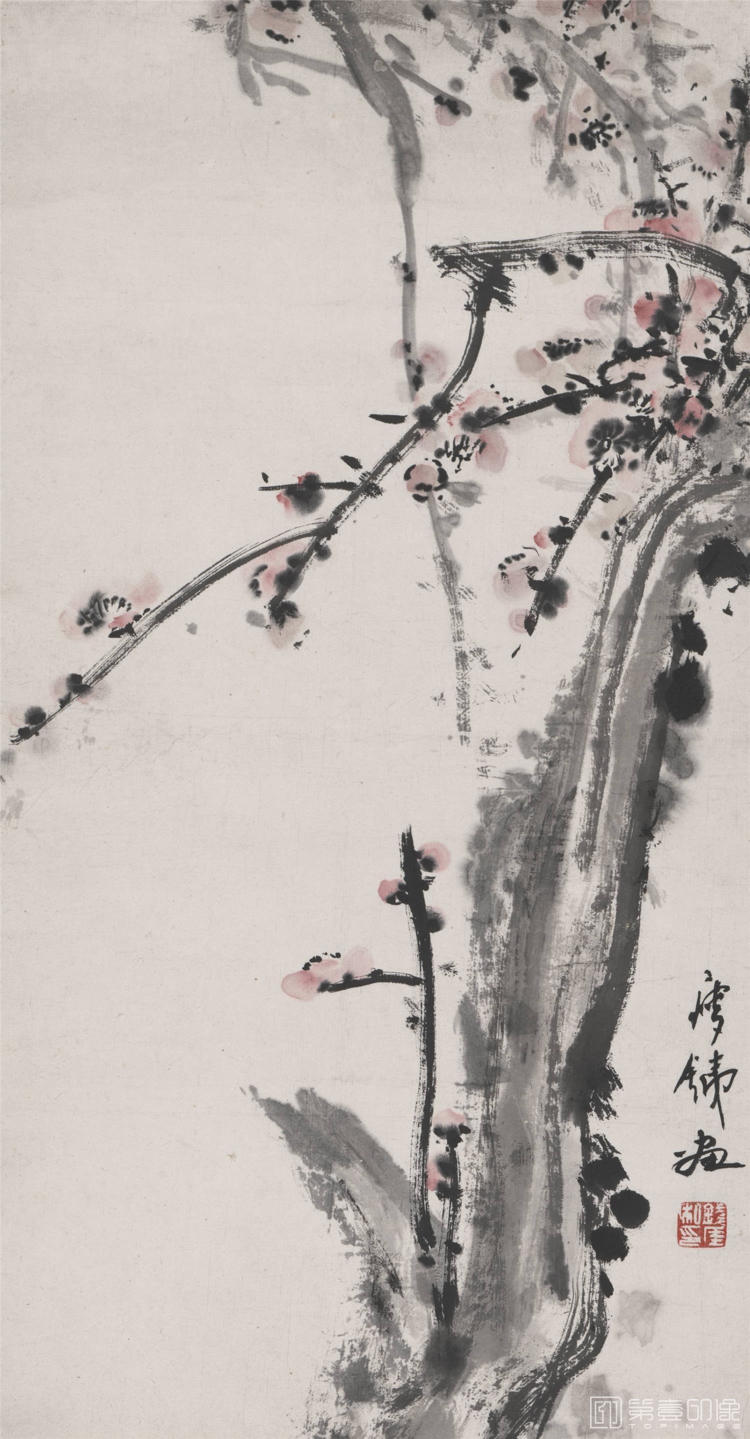 国画-红梅图轴46X24