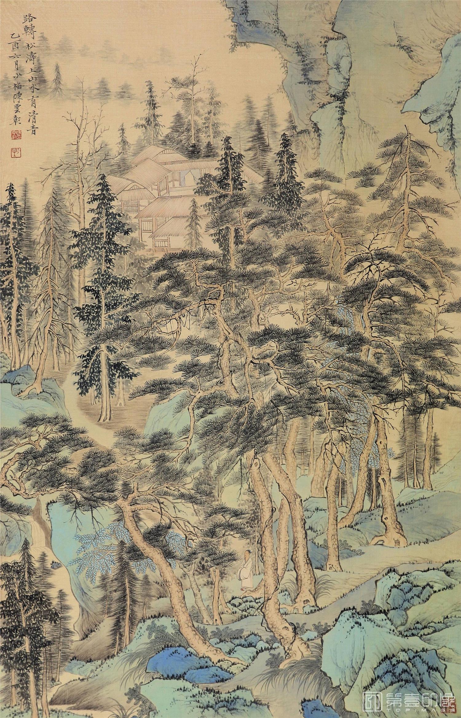 国画-路转松涛118×34cm