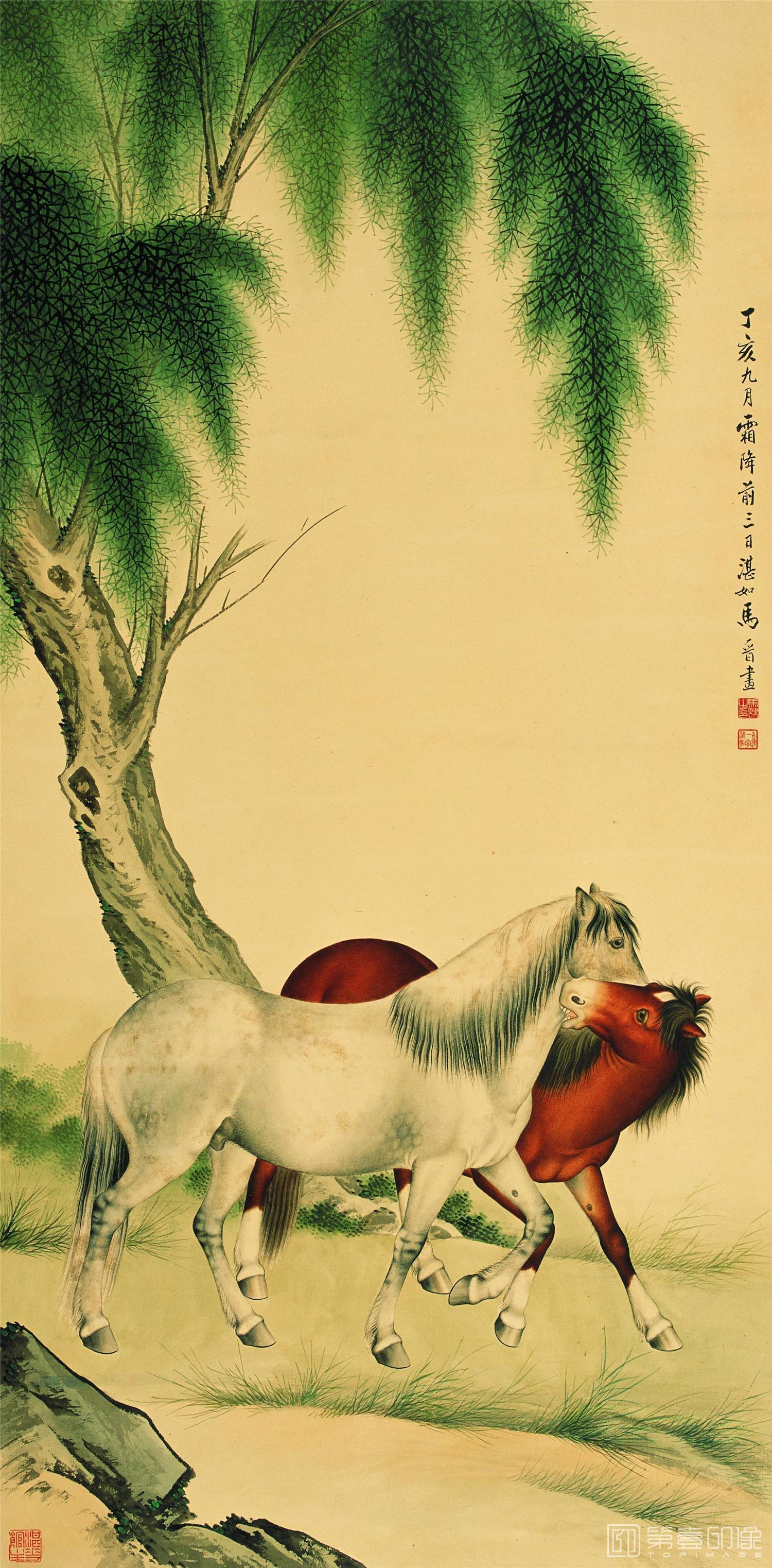 国画-双马
