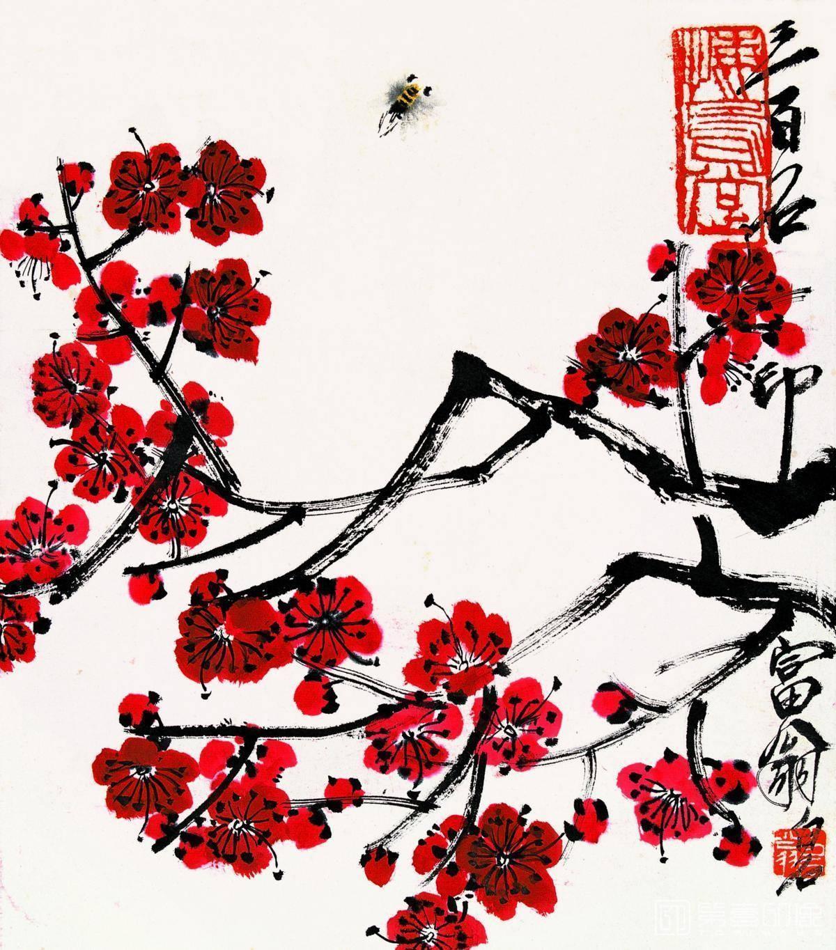 国画-富翁 梅花 30x34