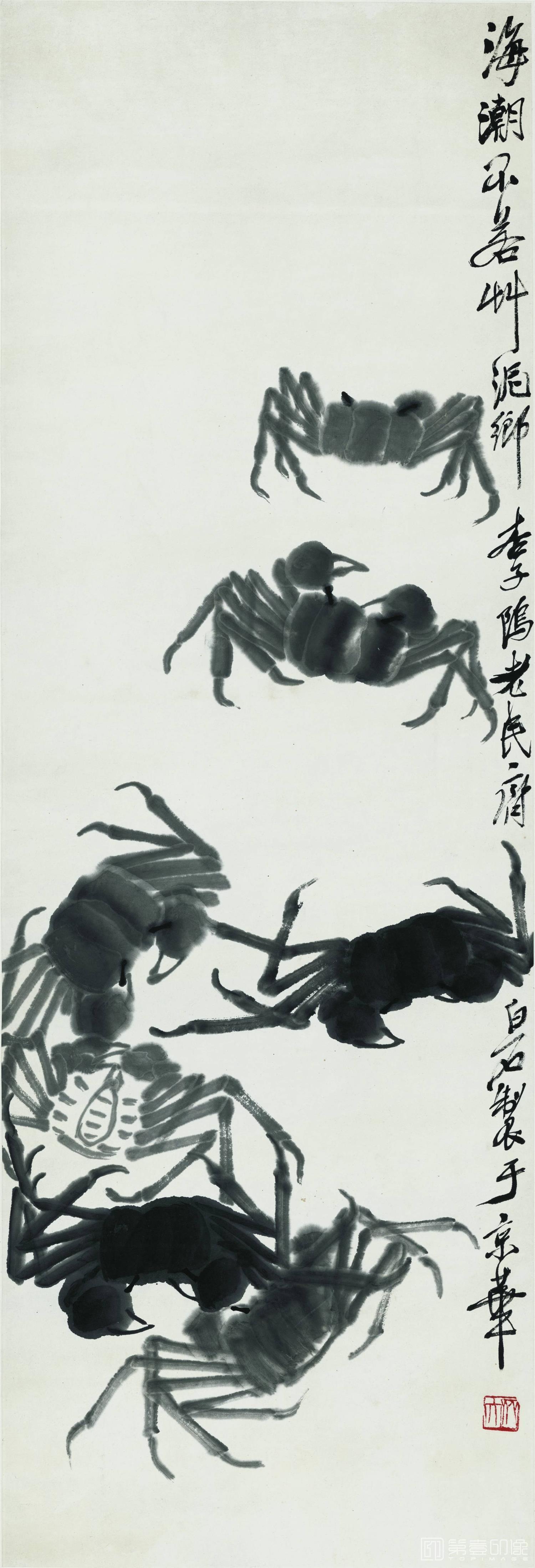 国画-群蟹