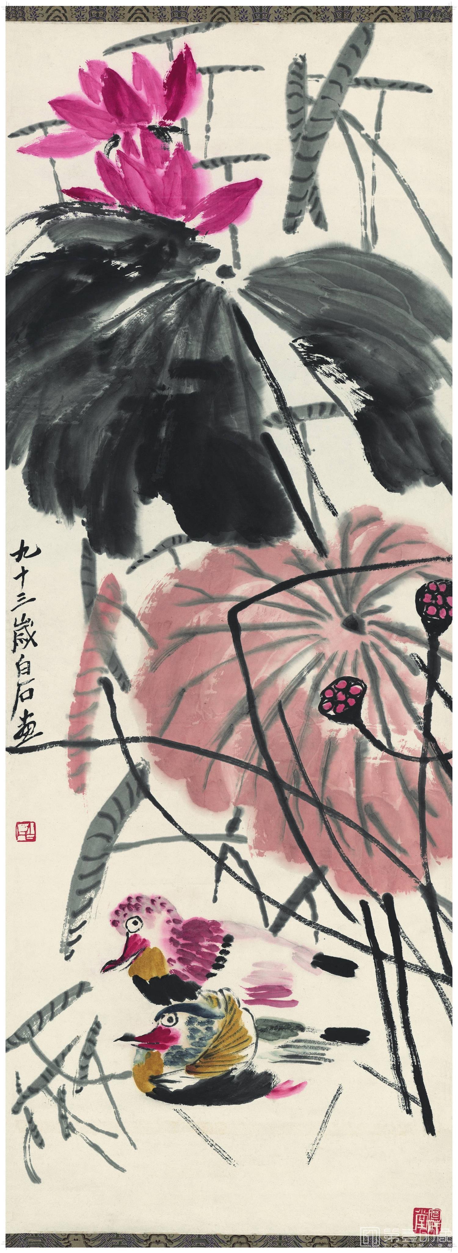 国画-荷塘鸳鸯