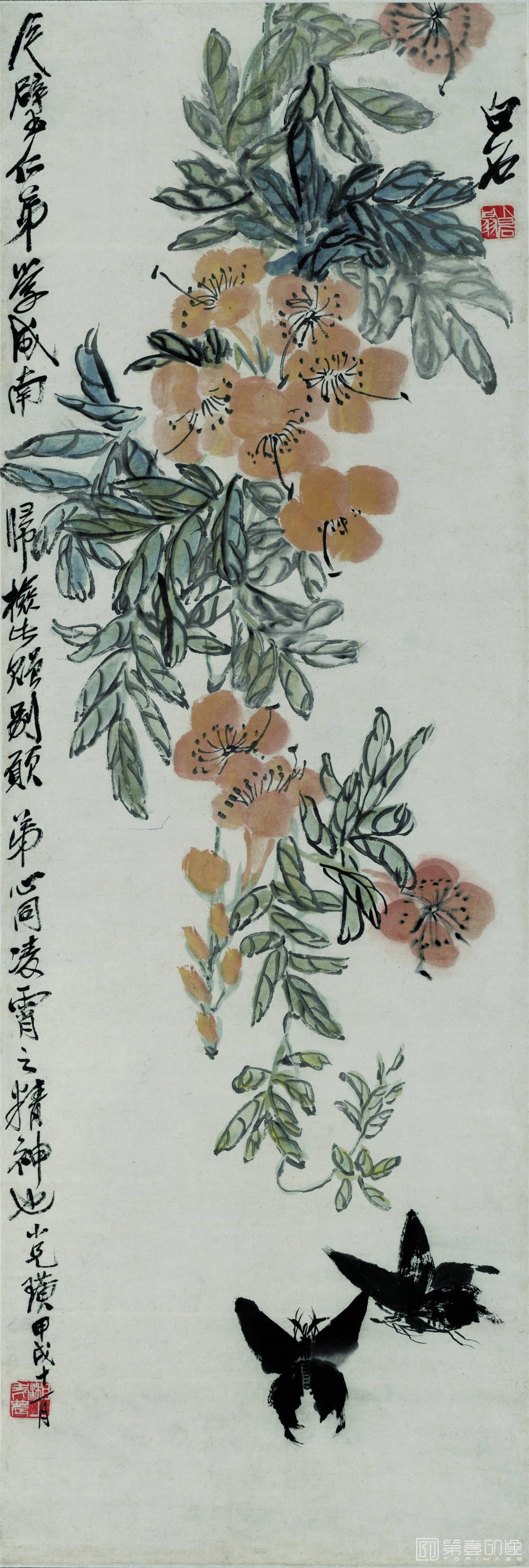 国画-黄花双蝶