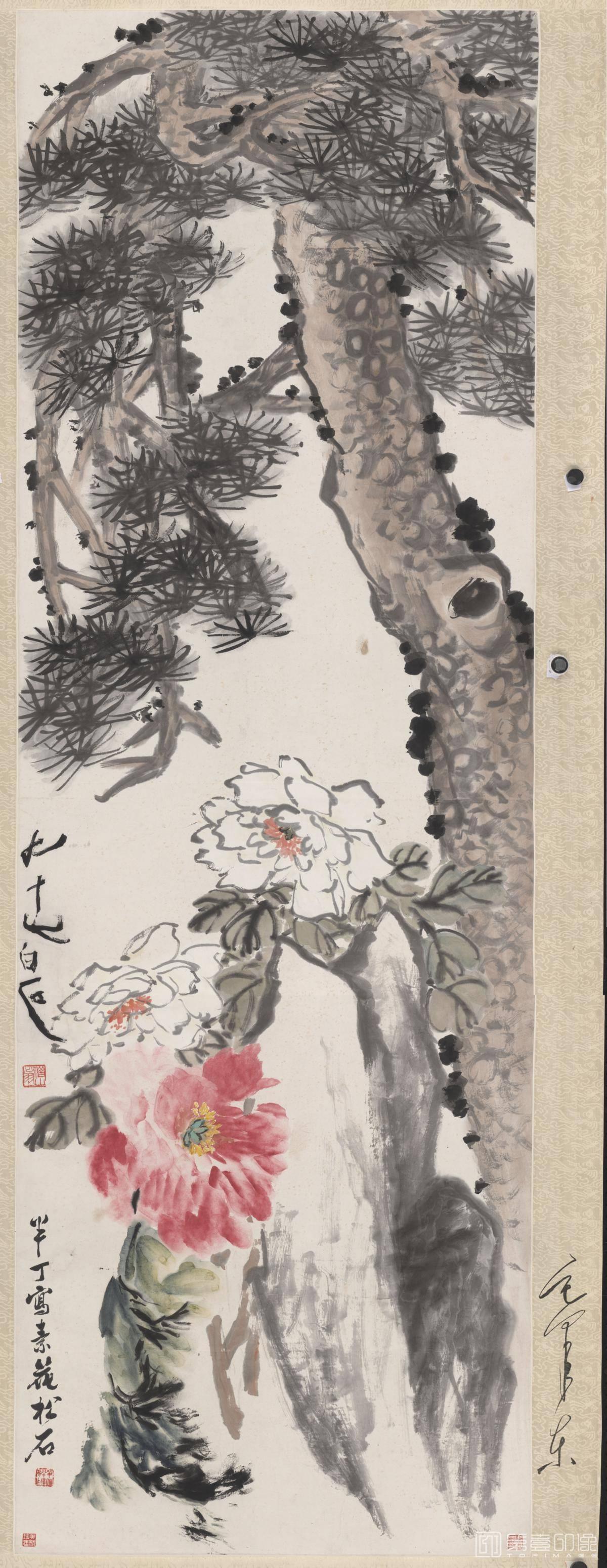 国画-素花松石 71x185cm