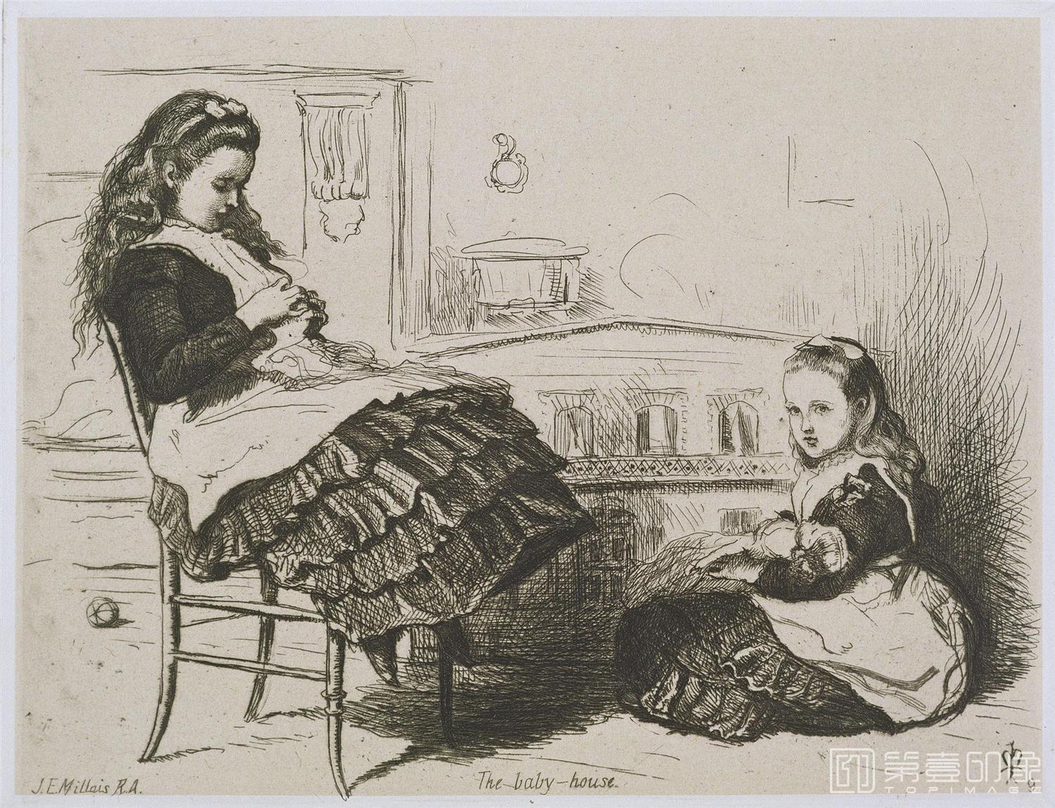 速写-[英国]约翰·埃弗里特·米莱斯 (John Everett Millais)作品集-0040