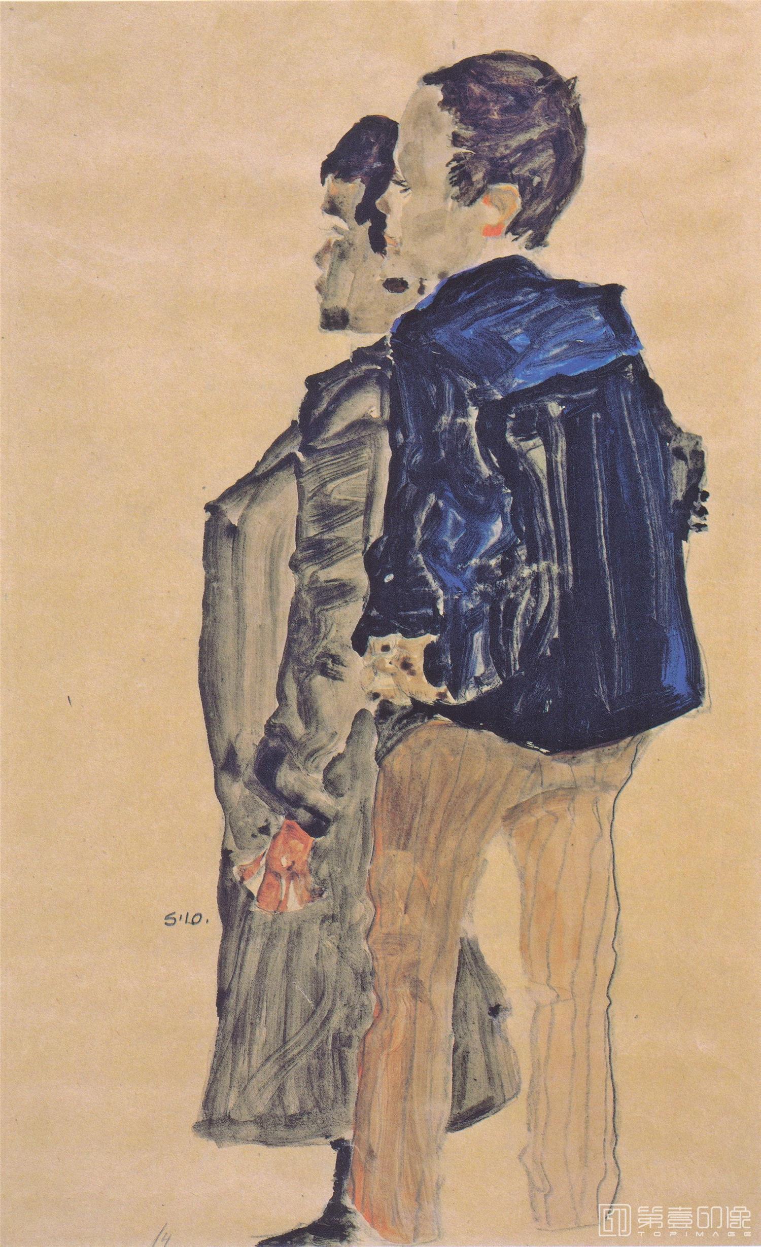 水彩画-[奥地利]埃贡·利奥·阿道夫·席勒 (Egon Schiele )作品集-0071