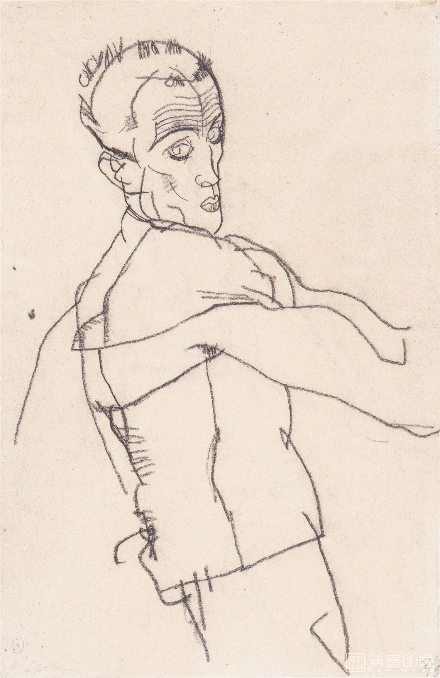 素描-[奥地利]埃贡·利奥·阿道夫·席勒 (Egon Schiele )作品集-0265