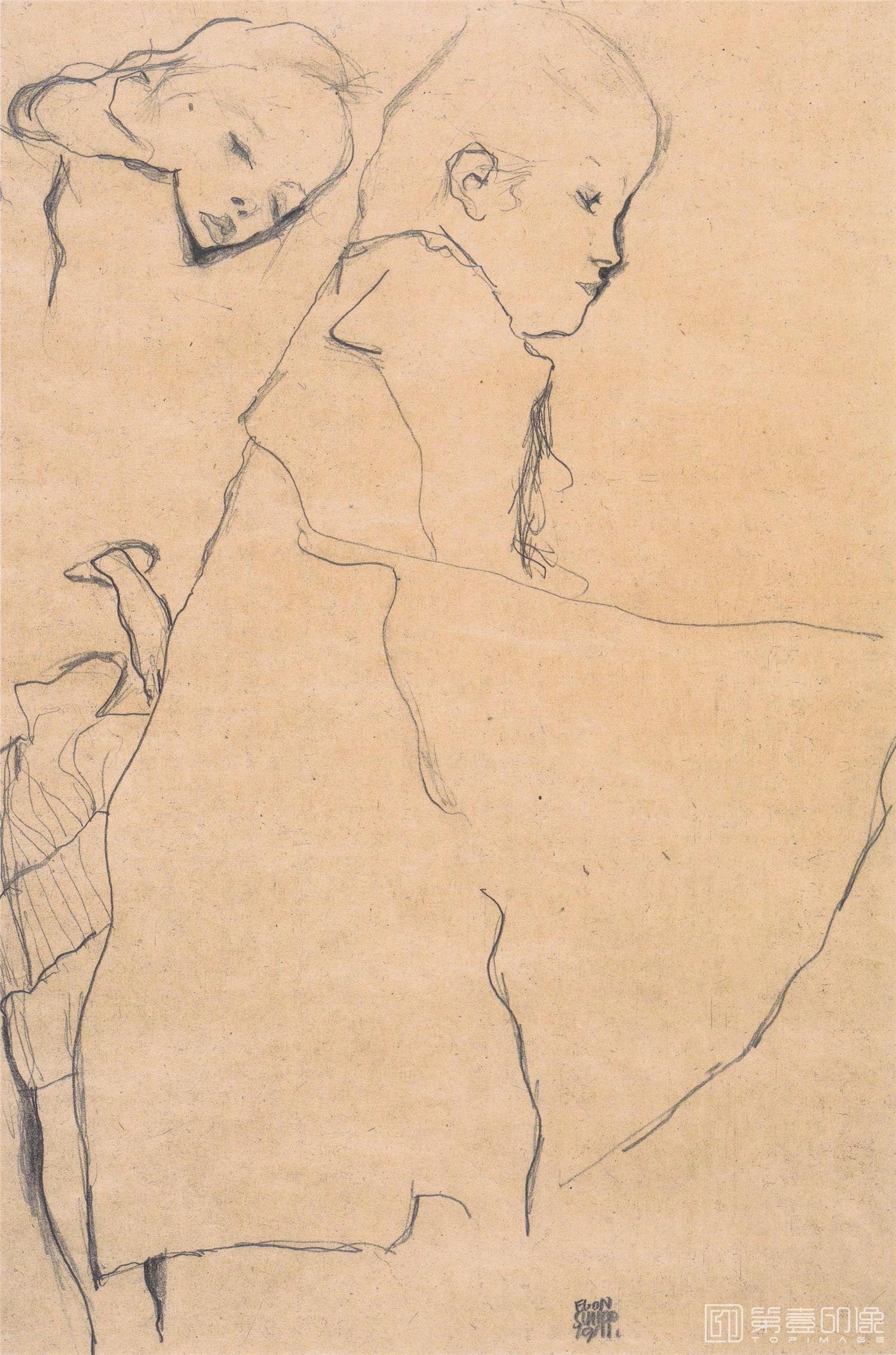 素描-[奥地利]埃贡·利奥·阿道夫·席勒 (Egon Schiele )作品集-0267