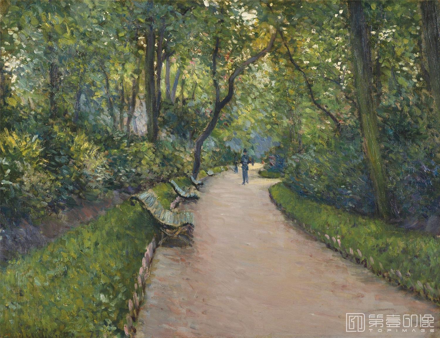 油画-[法国]古斯塔夫·卡耶博特 (Gustave Caillebotte)作品-LE PARC MONCEAU