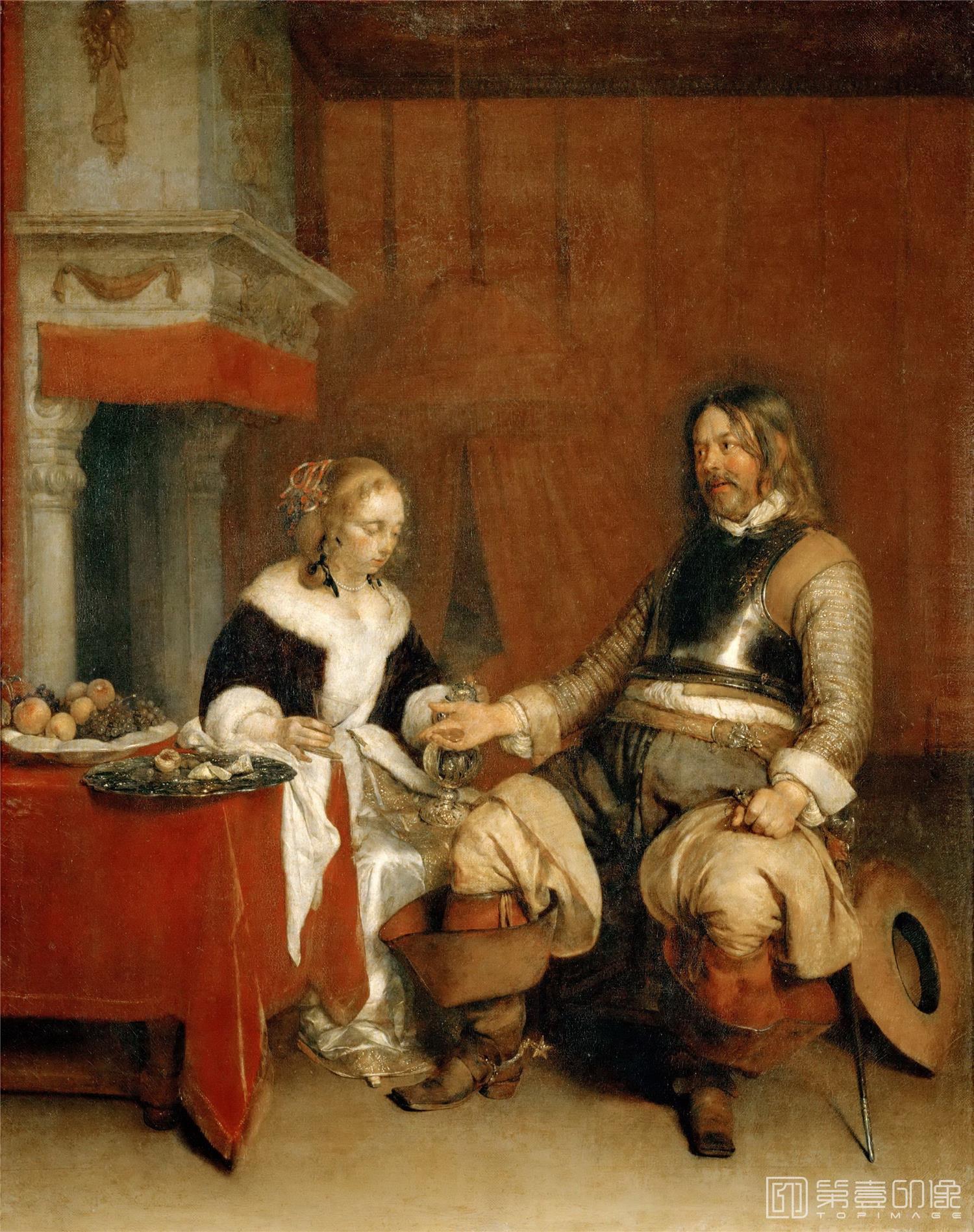 油画-卢浮宫-Gerard Terborch II-The Dashing Officer