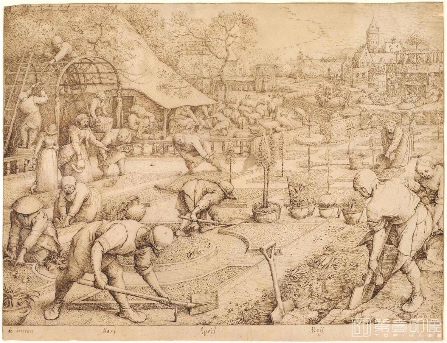 油画-奥地利维也纳阿尔贝蒂娜博物馆-Pieter Brueghel the Elder (1526-1530–1569)-Spring, 1565