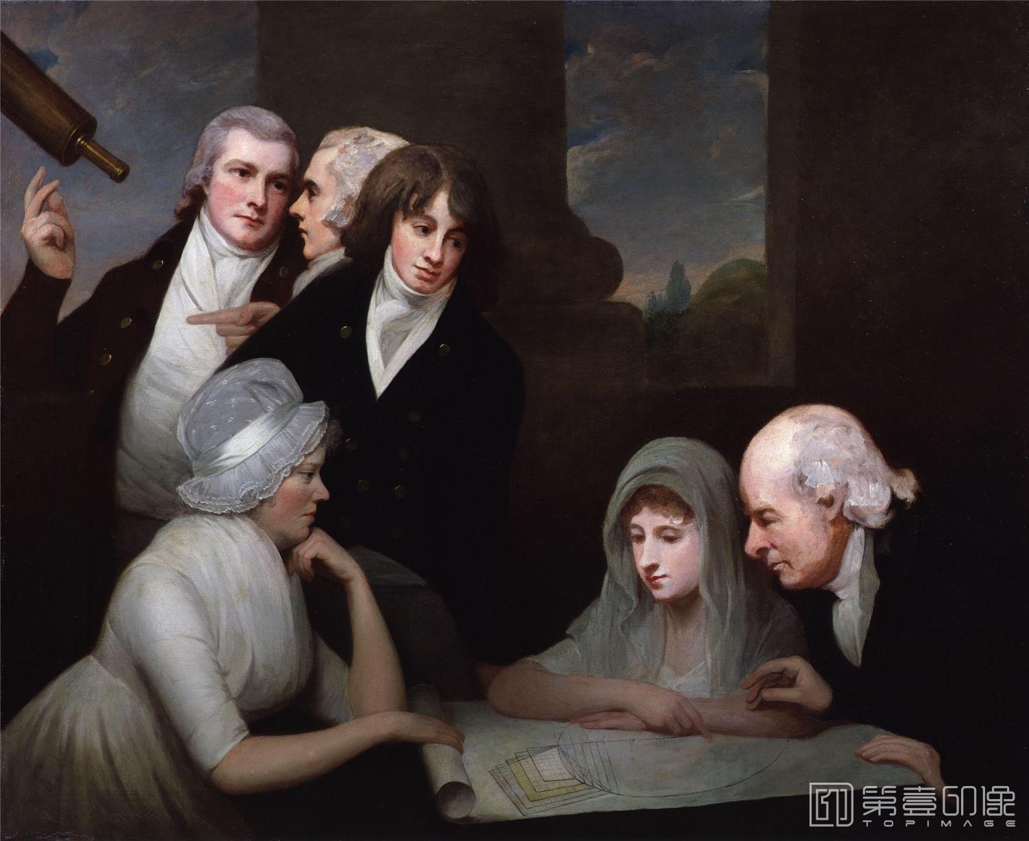 油画-国家肖像艺术博物馆-Adam Walker and his family by George Romney