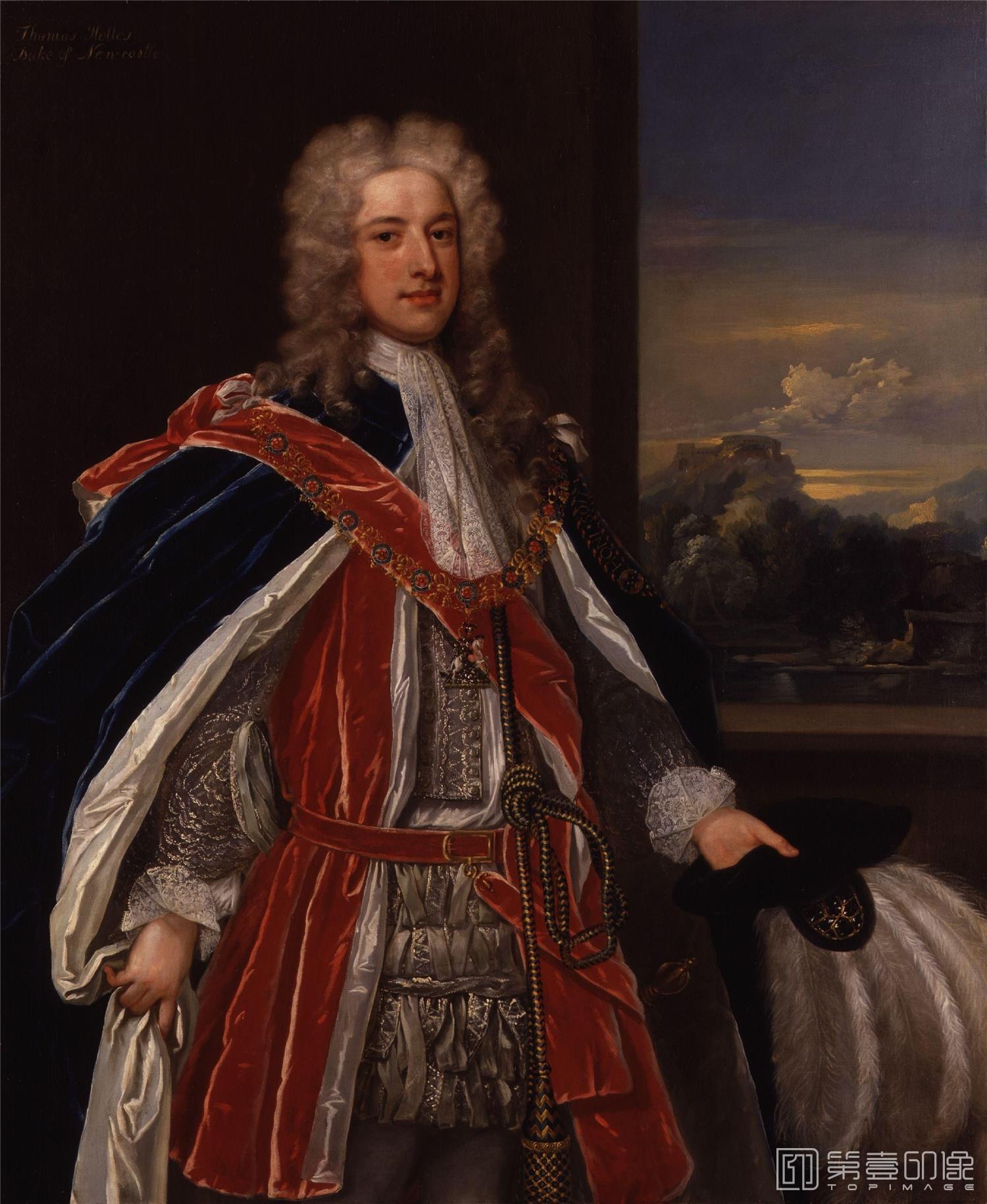 油画-国家肖像艺术博物馆-Thomas Pelham-Holles, 1st Duke of Newcastle-under-Lyne by Charles Jervas