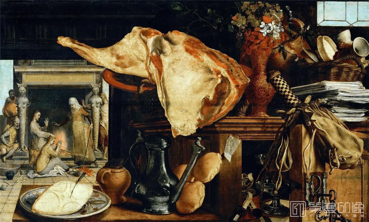 油画-奥地利维也纳艺术史博物馆-Aertsen,Pieter-Vanitas. Still-life