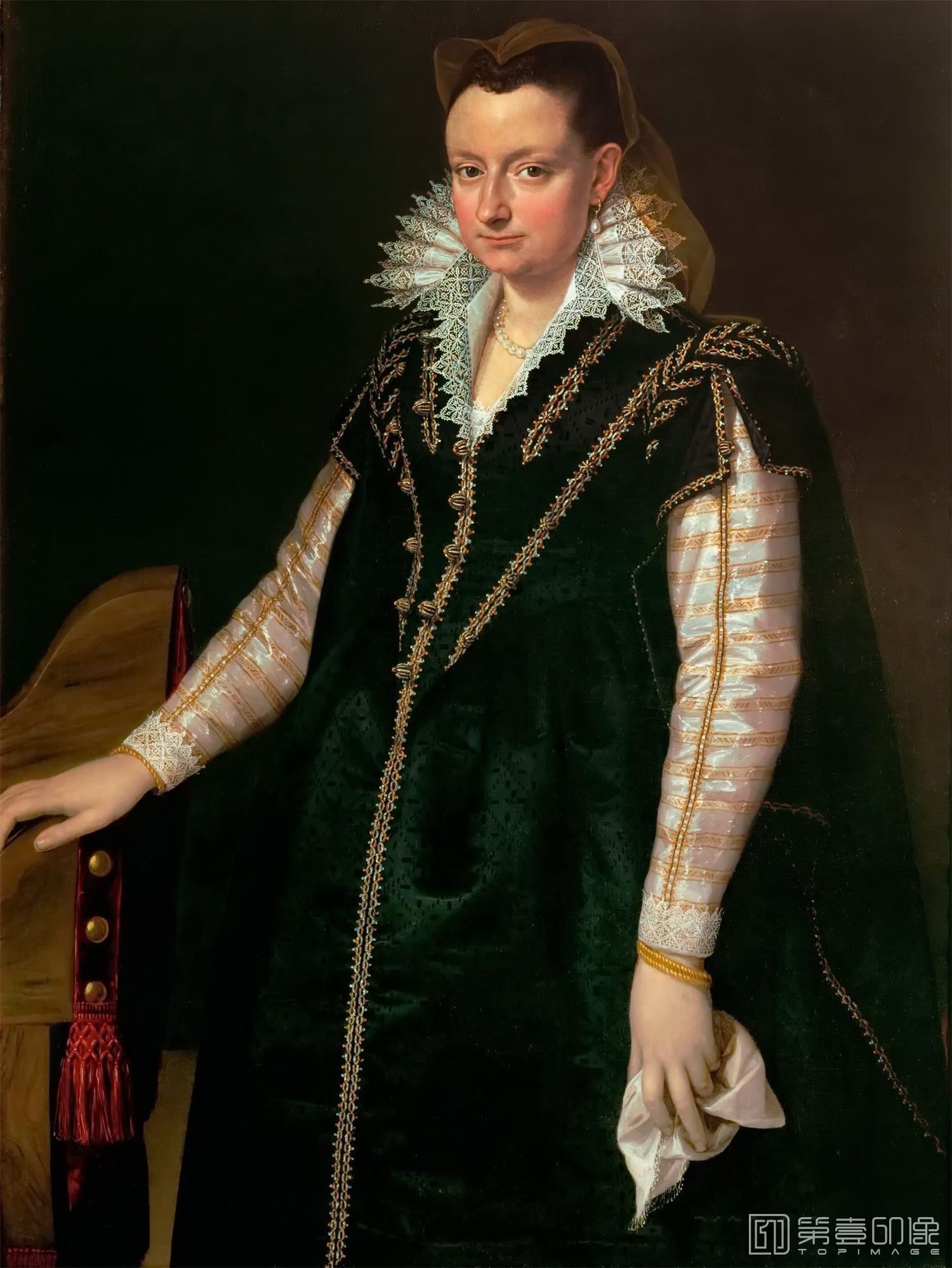 油画-奥地利维也纳艺术史博物馆-Agnolo Bronzino (1503-1572)-Eleonora of Toledo (1522-1562)