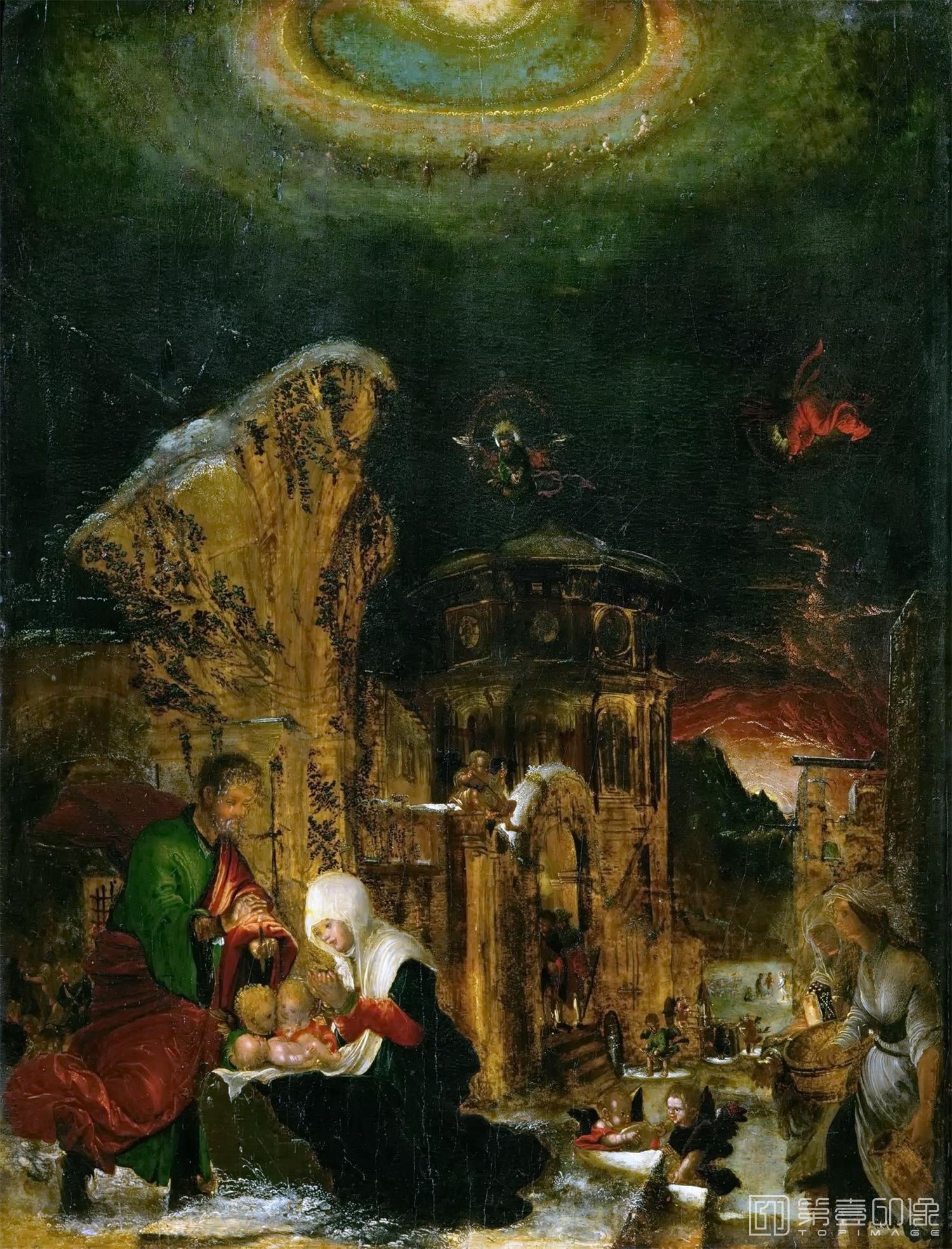 油画-奥地利维也纳艺术史博物馆-Albrecht Altdorfer-Holy Night