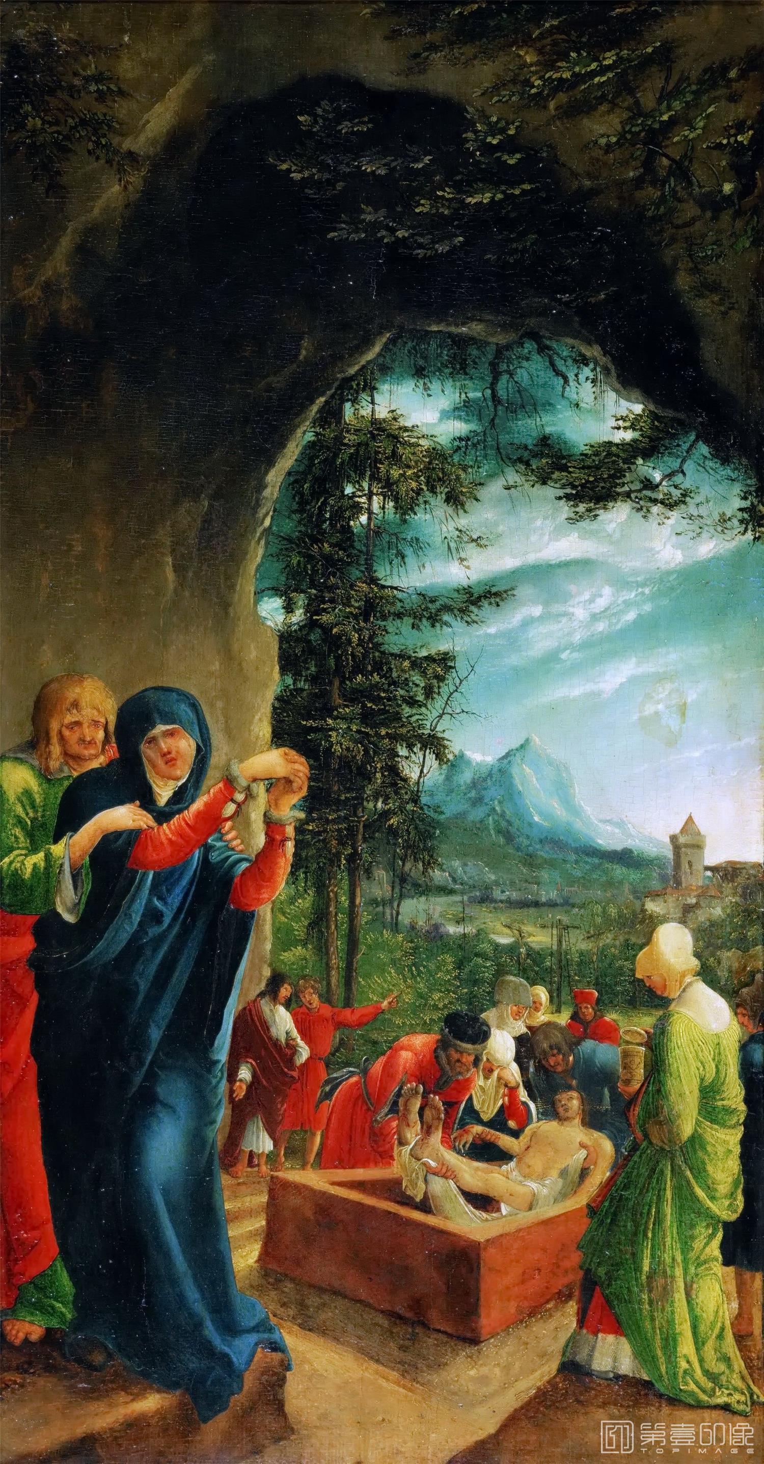 油画-奥地利维也纳艺术史博物馆-Albrecht Altdorfer-Saint Sebastian Altar; Entombment