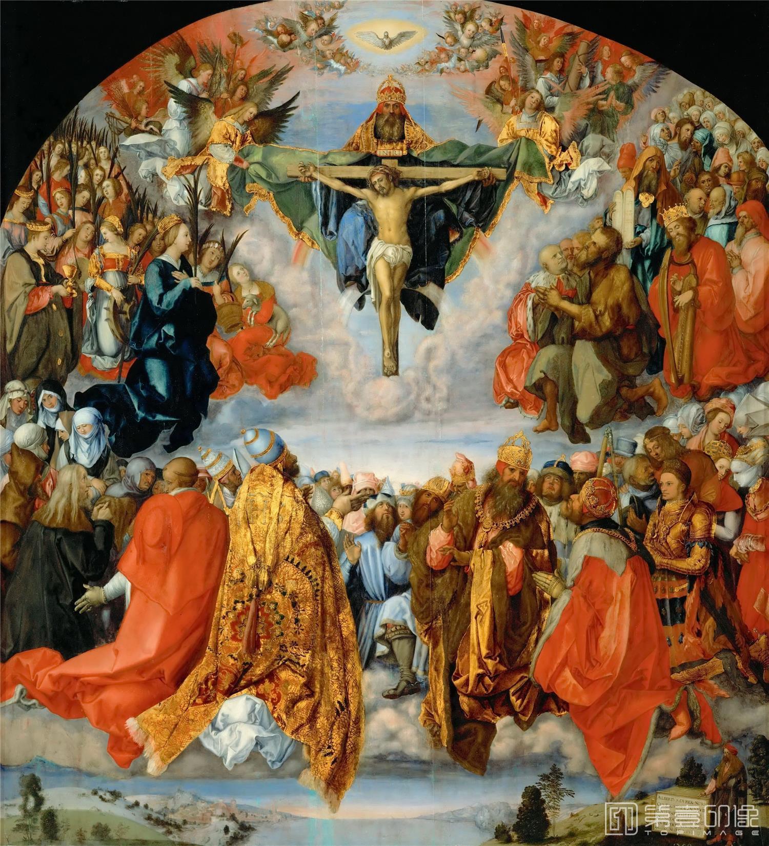 油画-奥地利维也纳艺术史博物馆-Albrecht Dürer-The Adoration of the Holy Trinity