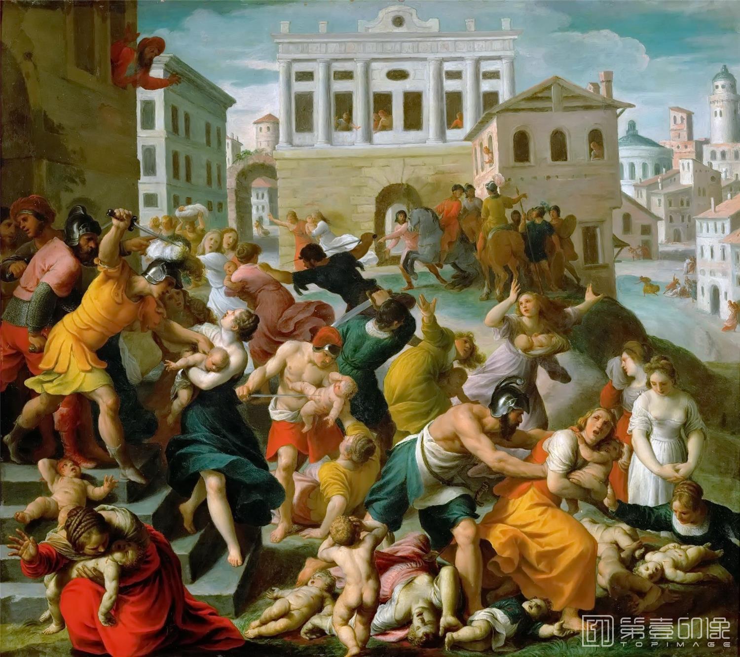 油画-奥地利维也纳艺术史博物馆-Alessandro Turchi-Massacre of the Innocents