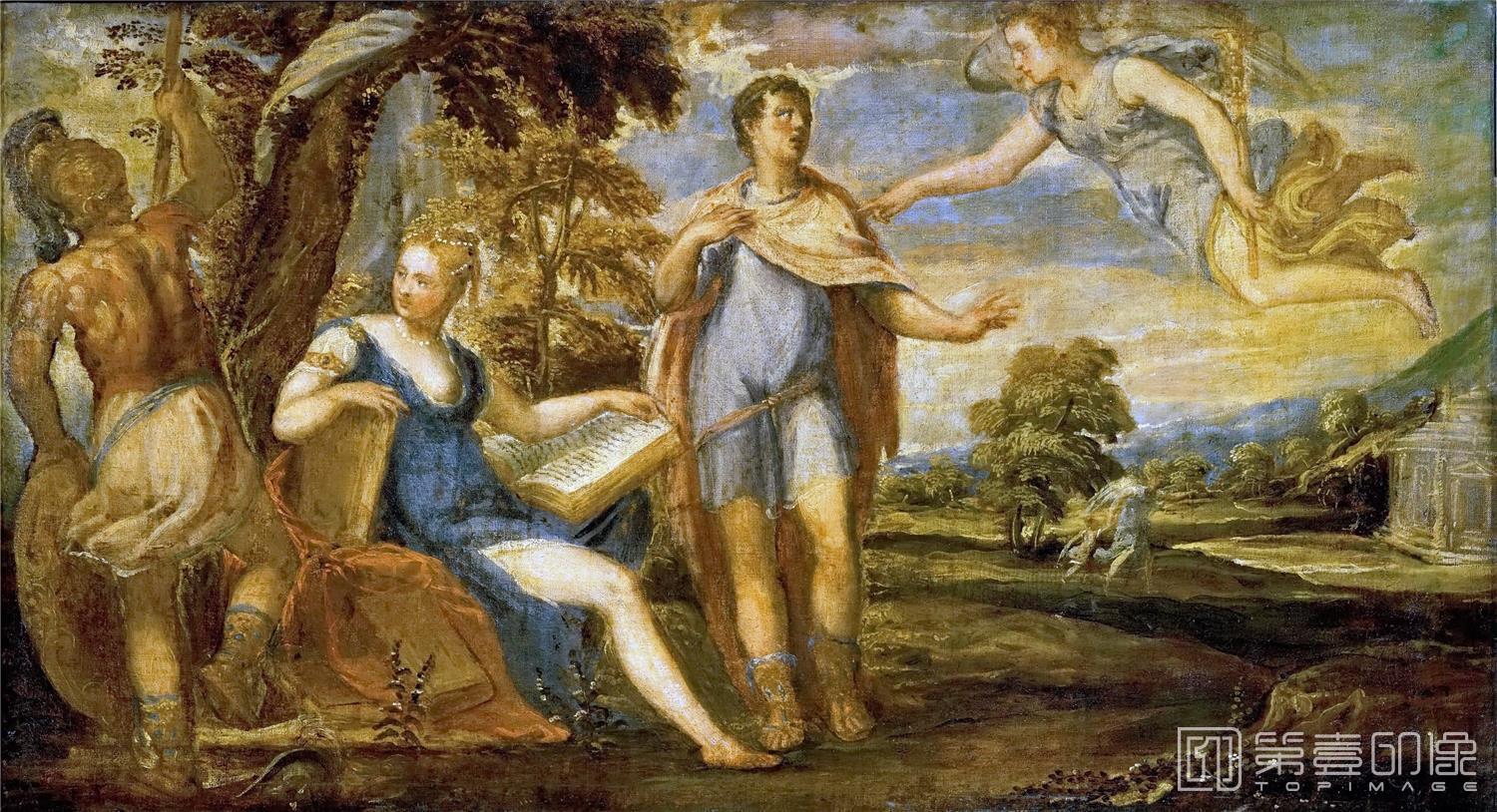 油画-奥地利维也纳艺术史博物馆-Andrea Schiavone (c. 1500-1563)-Aeneas Ordered to Leave Dido