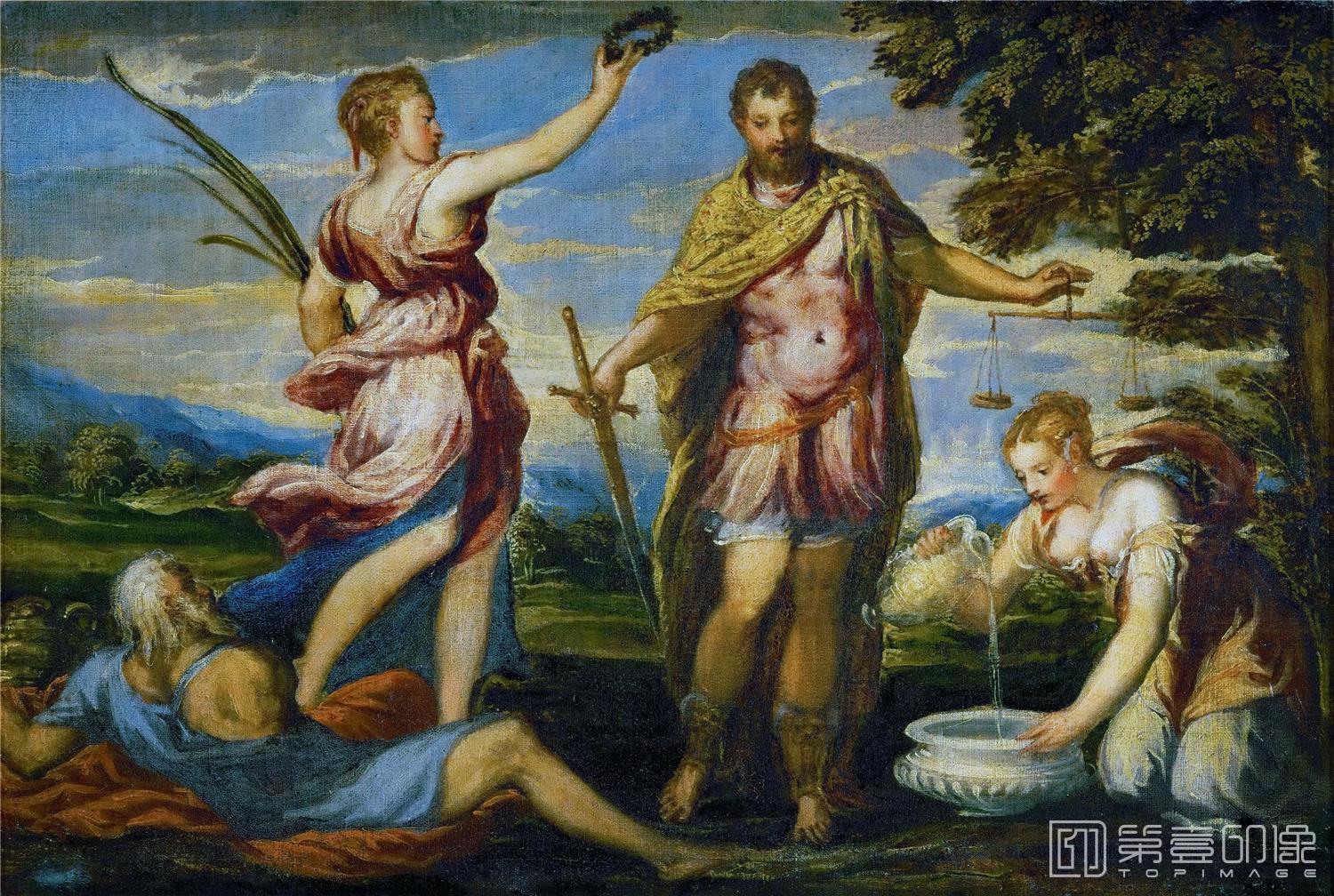 油画-奥地利维也纳艺术史博物馆-Andrea Schiavone (c. 1500-1563)-Scipio Africanus