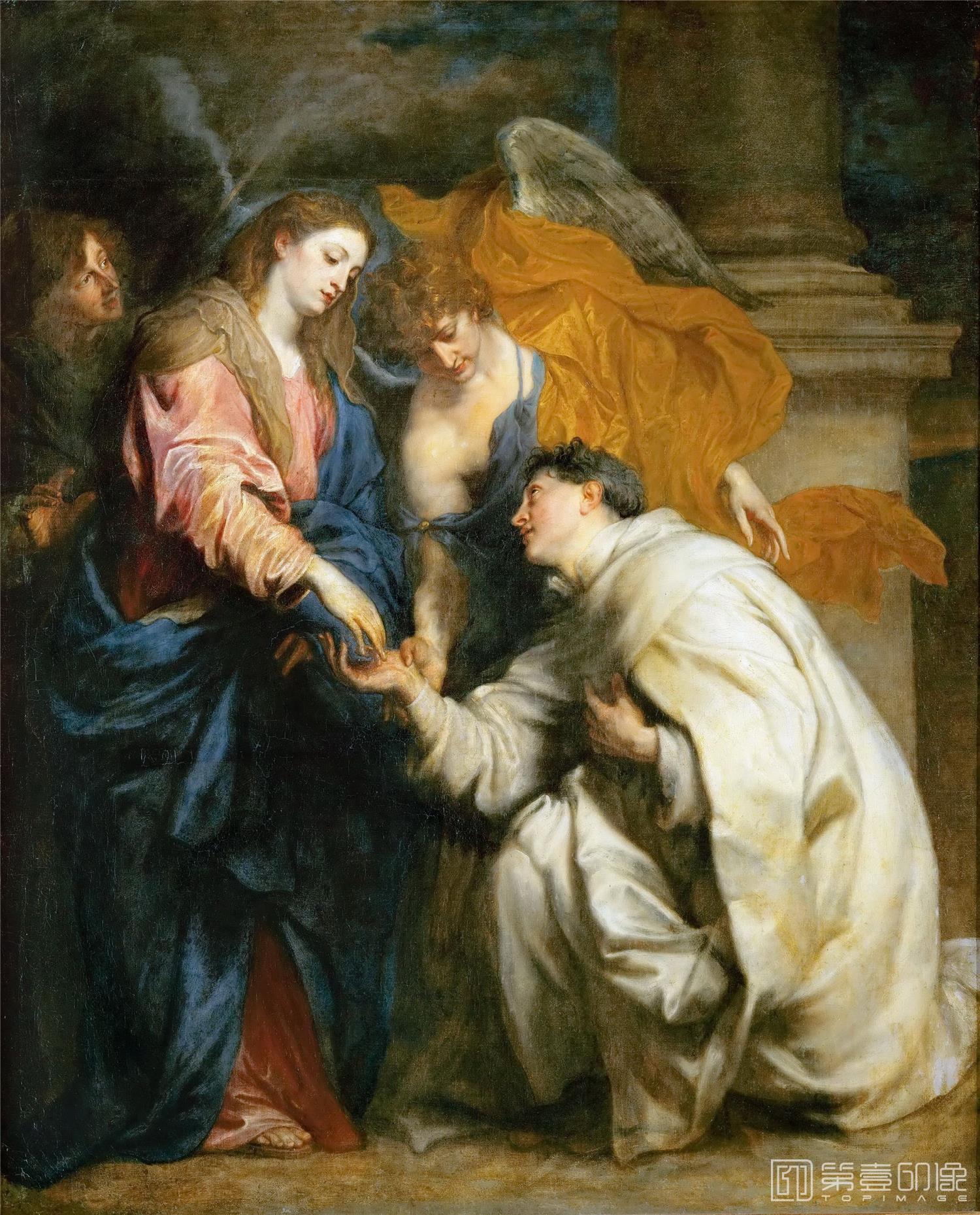油画-奥地利维也纳艺术史博物馆-Anthony van Dyck-Mystic Marriage of the Blessed Hermann Joseph