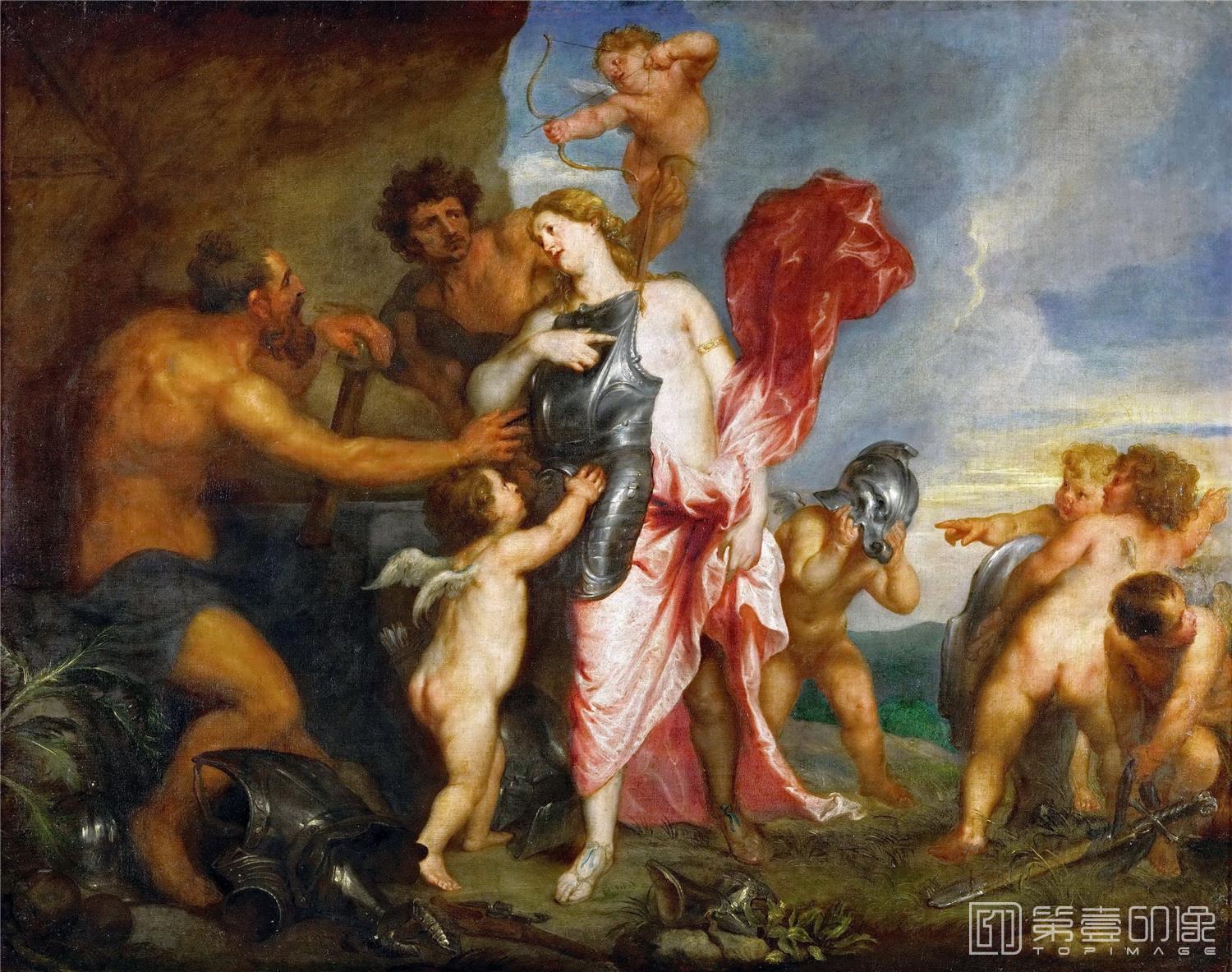 油画-奥地利维也纳艺术史博物馆-Anthony van Dyck-Thetis Receives the Arms and Armor for Achilles from