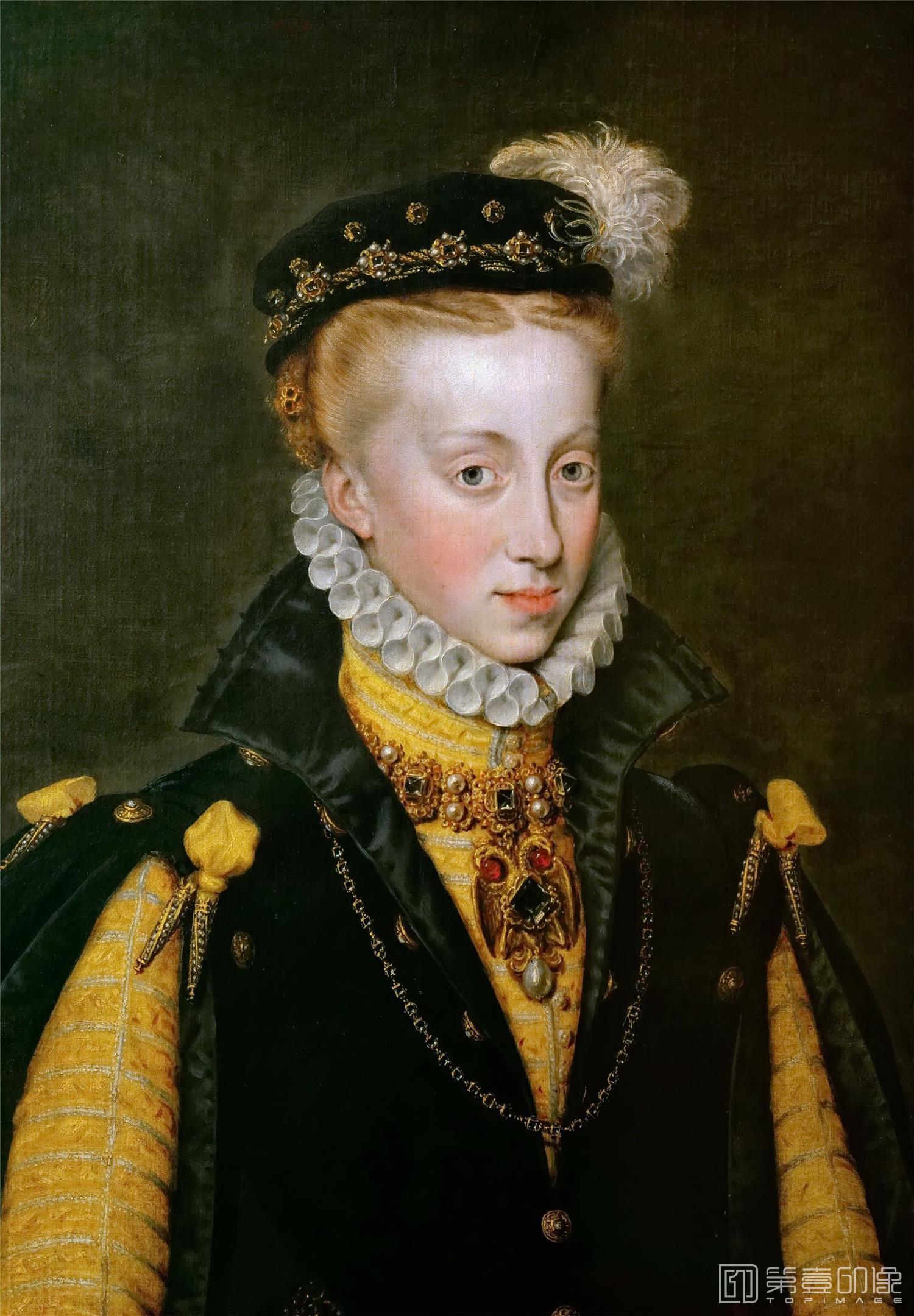 油画-奥地利维也纳艺术史博物馆-Antonis Mor-Queen Anna of Spain