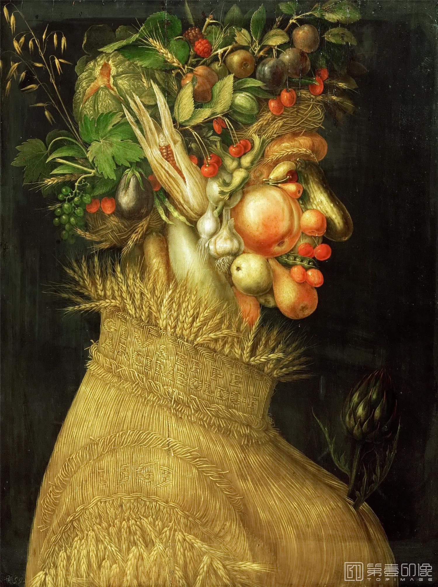 油画-奥地利维也纳艺术史博物馆-Arcimboldo,Giuseppe-Summer, allegory