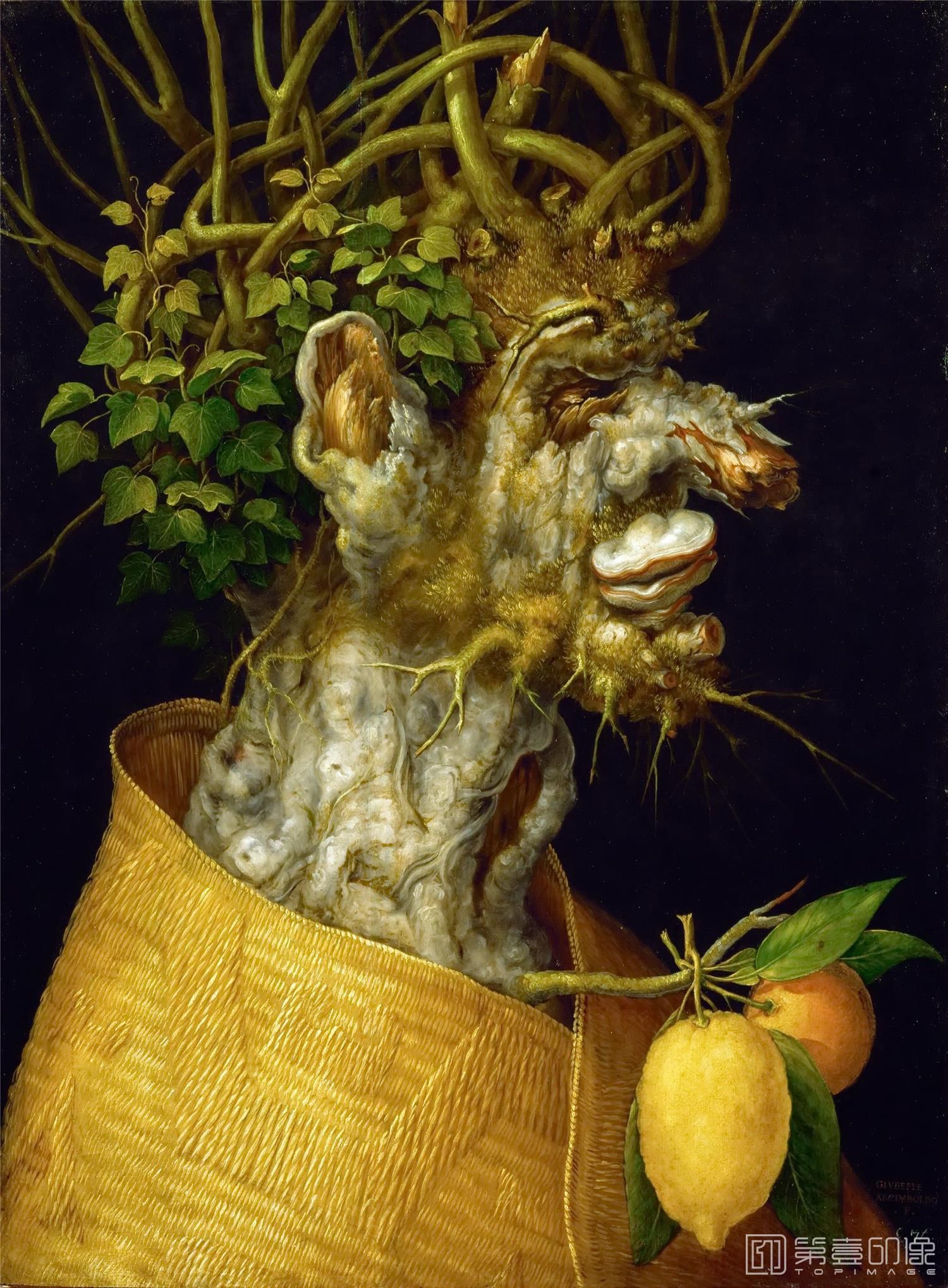 油画-奥地利维也纳艺术史博物馆-Arcimboldo,Giuseppe-Winter, allegory