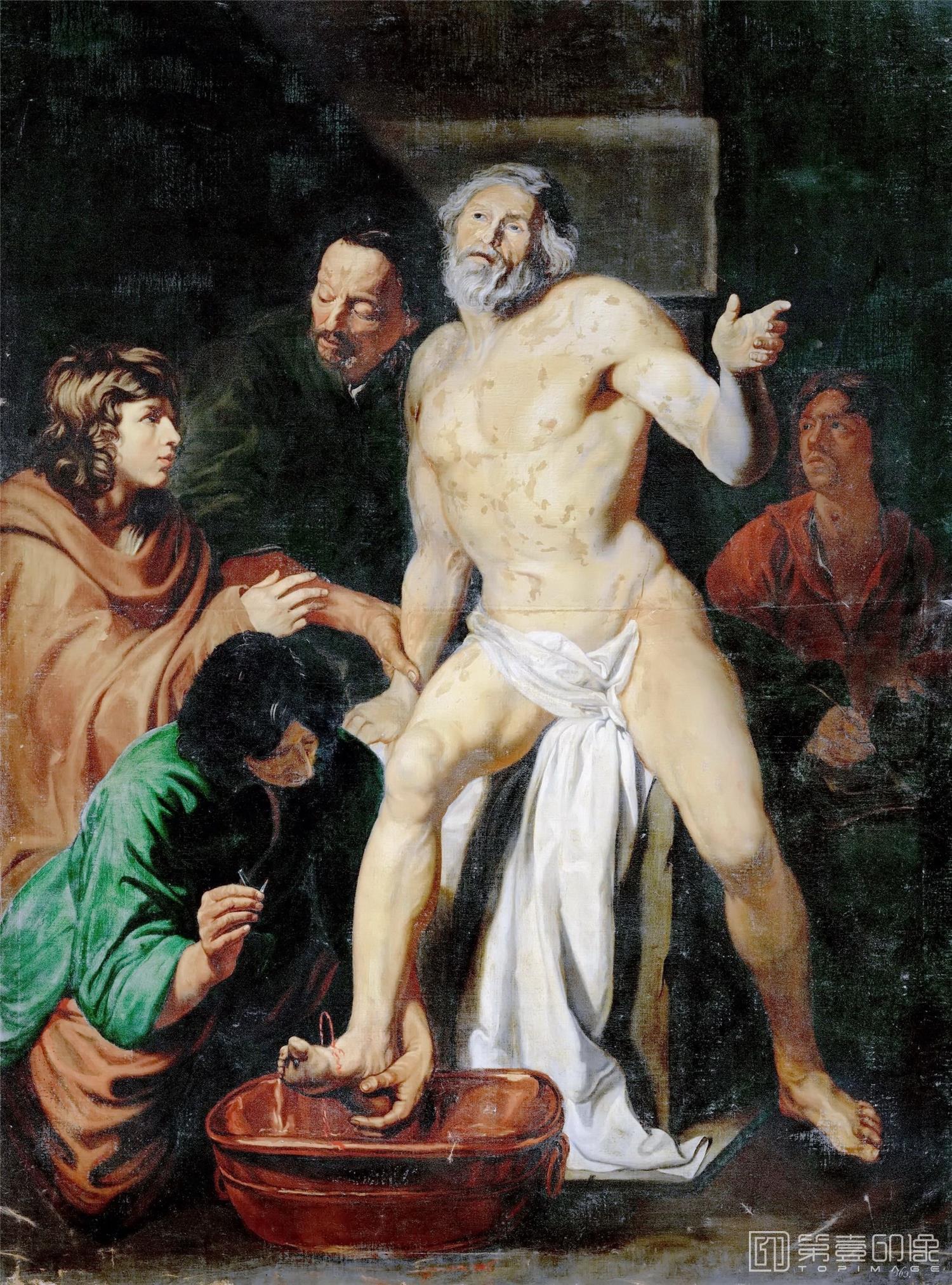 油画-奥地利维也纳艺术史博物馆-Attributed to Jacob I van Oost-Death of Seneca