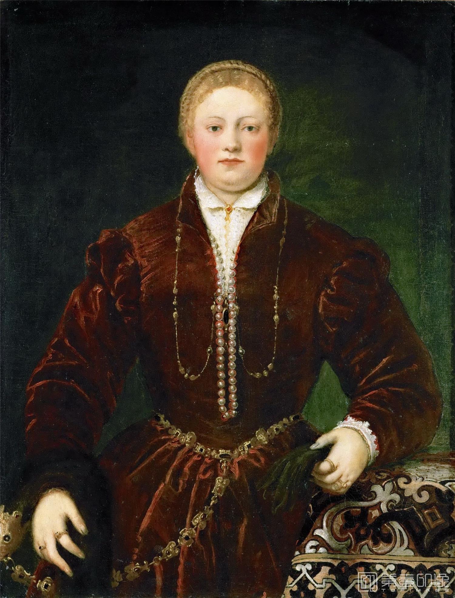 油画-奥地利维也纳艺术史博物馆-Attributed to Jacopo Tintoretto-Portrait of a Young Lady