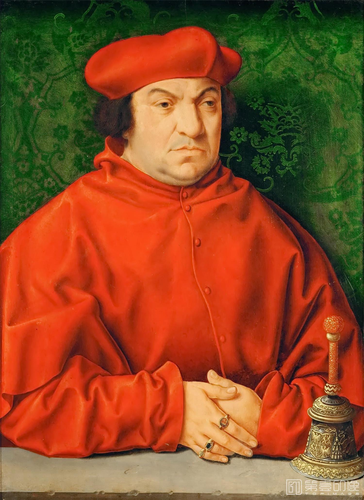 油画-奥地利维也纳艺术史博物馆-Bartholomaeus Bruyn the Elder (1493-1555)-Cardinal Bernhardus Clesius