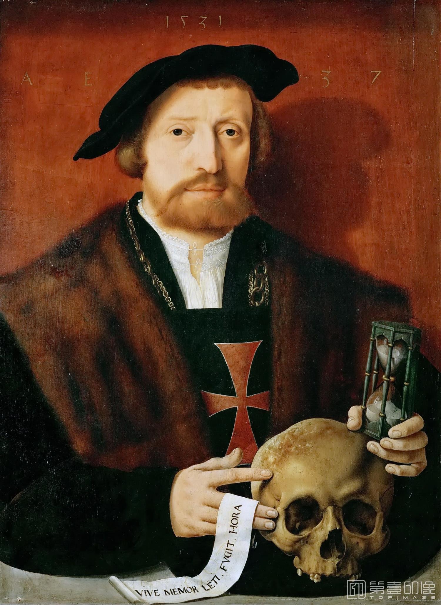 油画-奥地利维也纳艺术史博物馆-Bartholomaeus Bruyn the Elder (1493-1555)-Portrait of a Knight of the